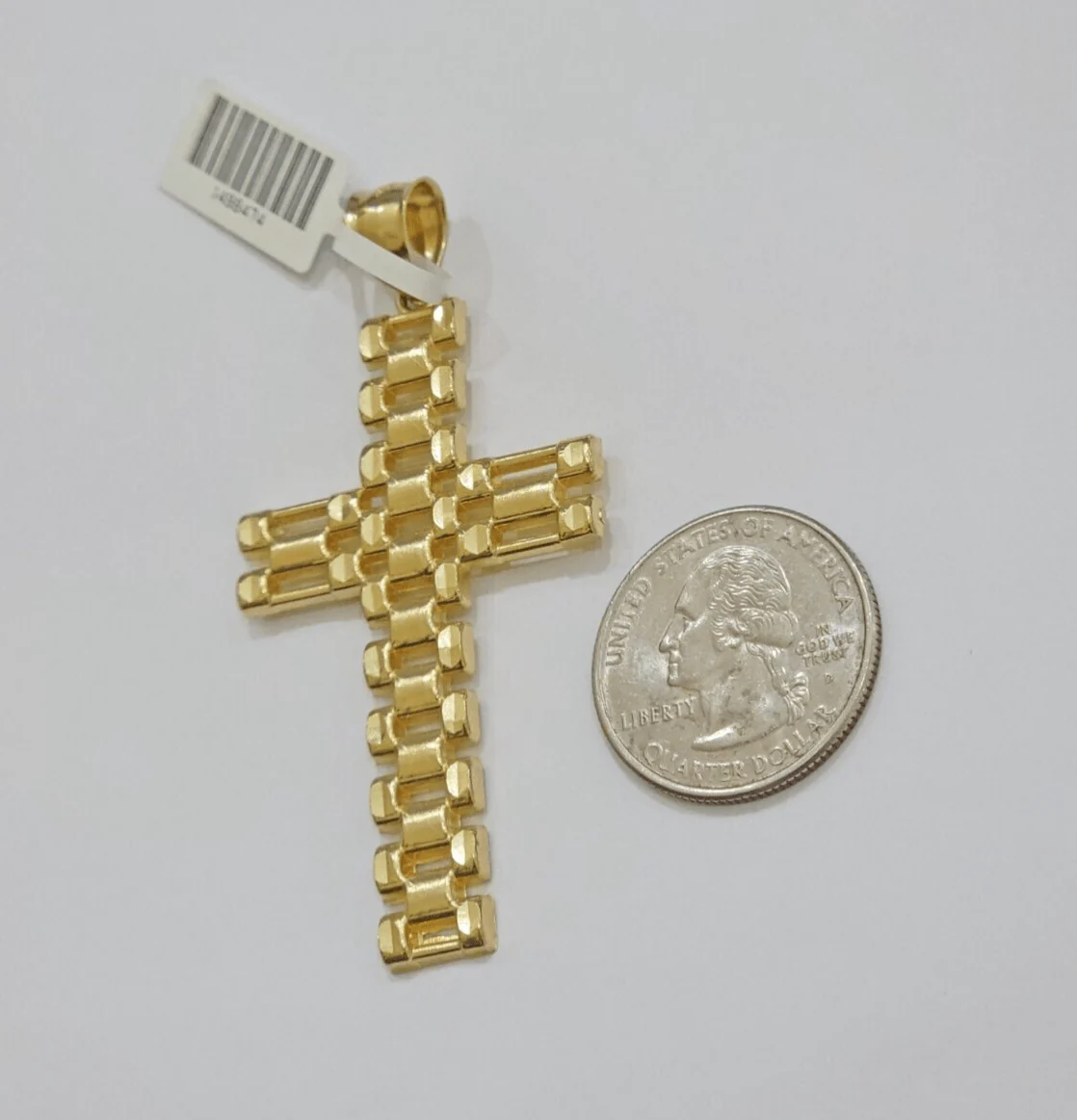 10K Yellow Gold Cross Pendant Mens Jesus Crucifix Charm 2.8 Inch For Thick Chain - Image 5