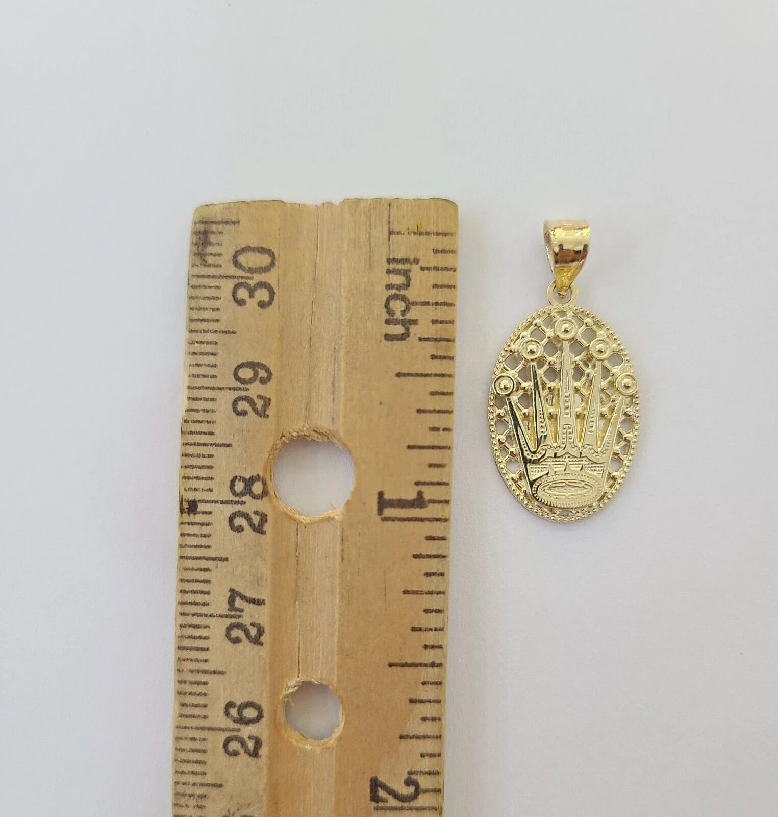 10K Yellow Gold Crown Pendent Charm 3mm Miami Cubn Chain 18" 20" 22" 24" 26"Inch - Image 8