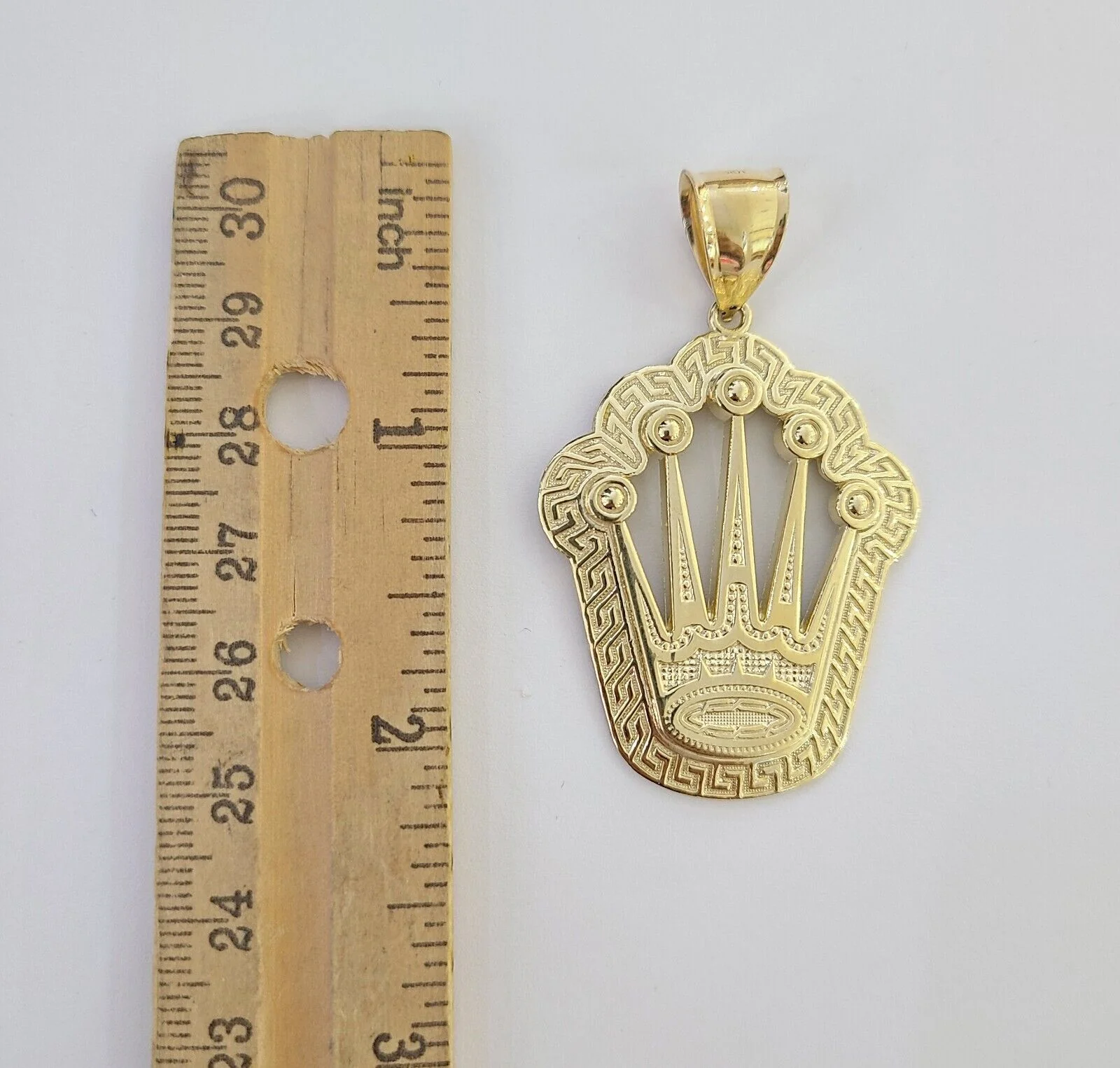 10K Yellow Gold Crown Pendent Charm 6mm Rope Chain 18" - 30" Inch Real - Image 8
