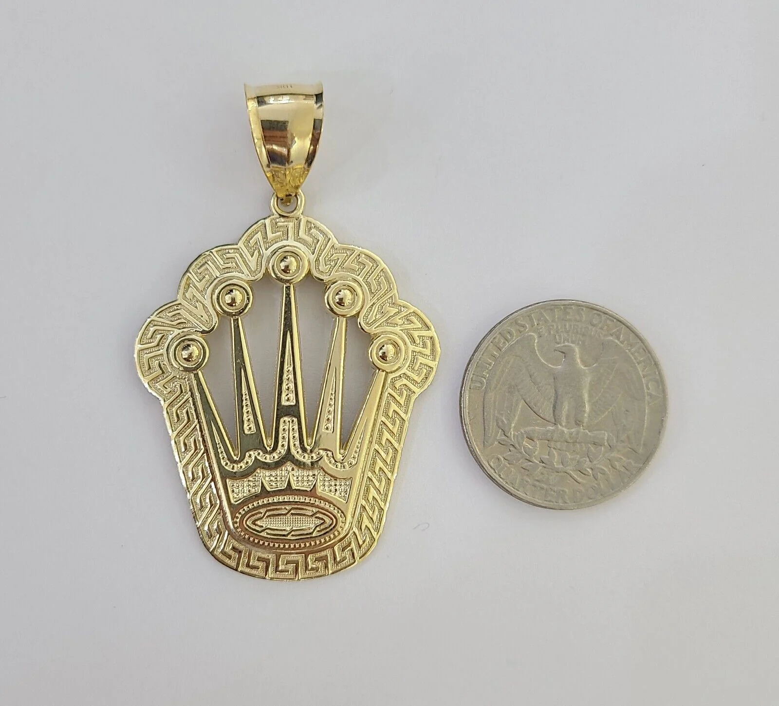 10K Yellow Gold Crown Pendent Charm 6mm Rope Chain 22" - Image 7