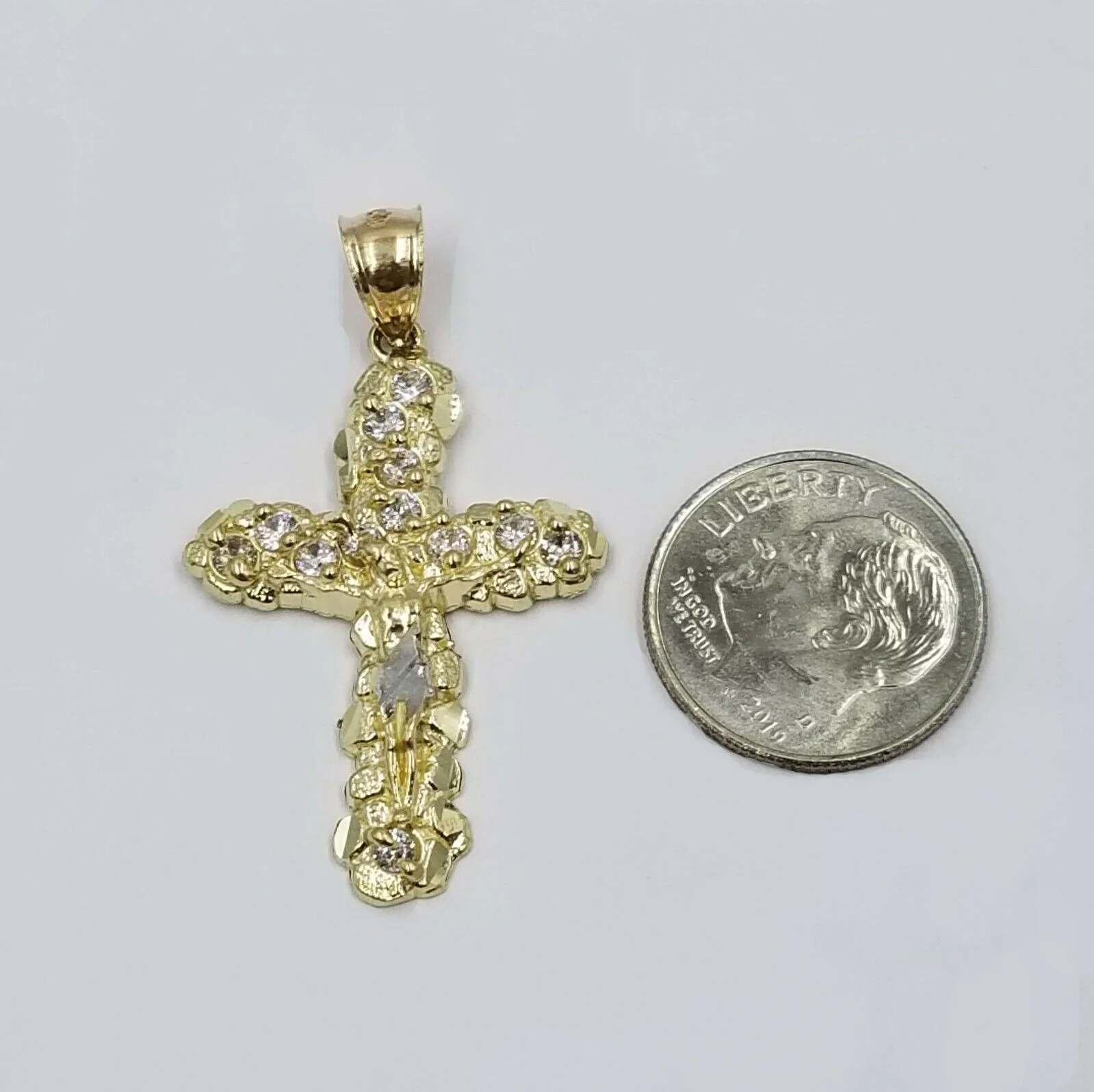 10k Yellow Gold Crucifix Cross Jesus Pendant Rope Chain 18" 20" 22" 24" 26" - Image 8
