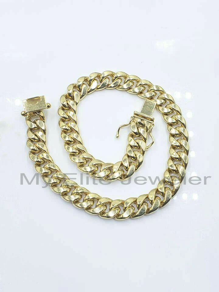 10K Yellow Gold Cuban Bracelet 6.5" 7" 7.5" Women Children Box Clasp REAL GOLD - Image 2