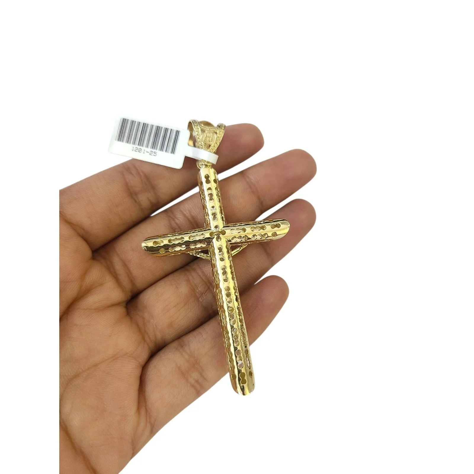 10k Yellow Gold Cuban Curb Chain Crucifix Cross Pendant Charm 8mm Necklace Men - Image 9