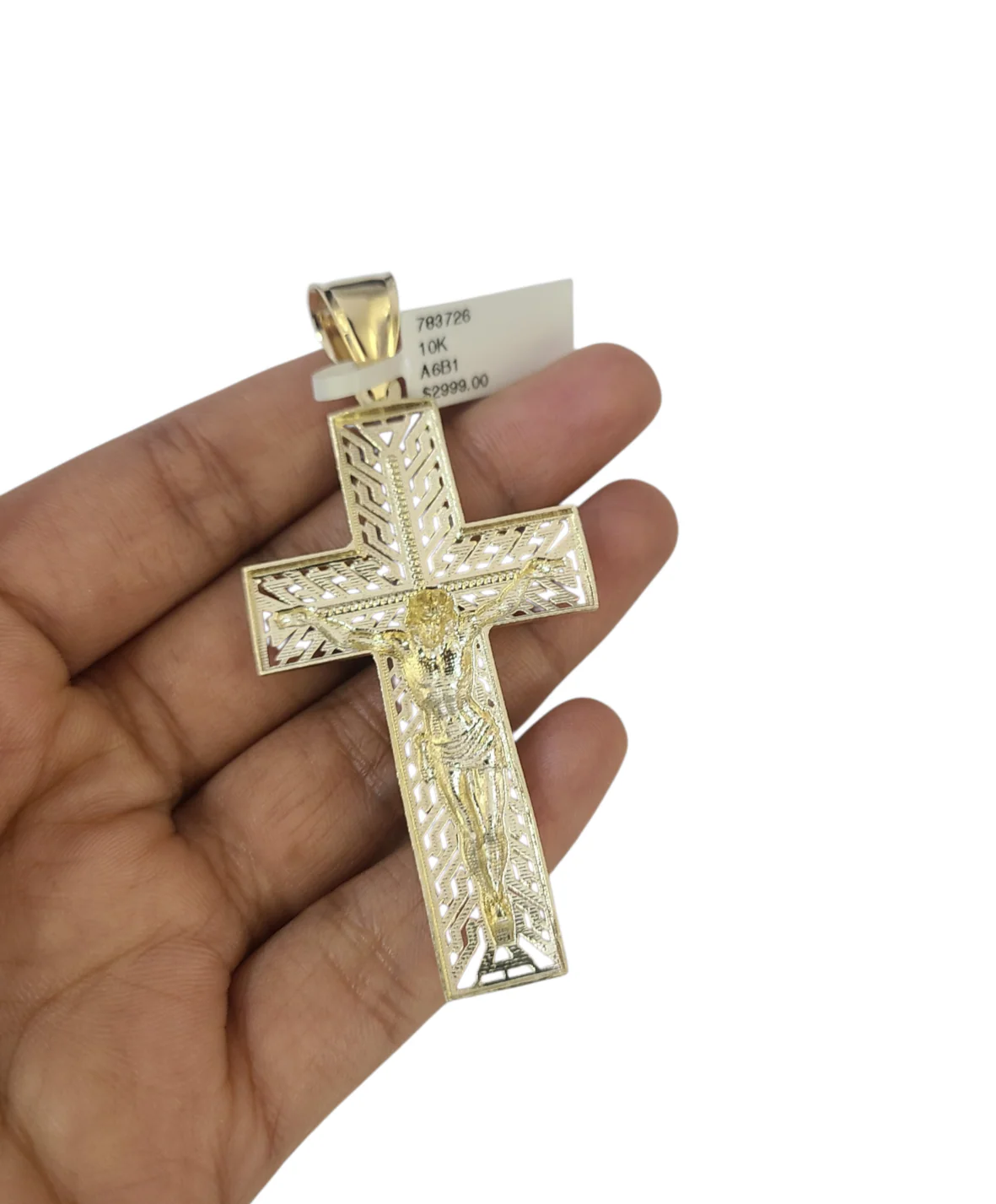 10k Yellow Gold Cuban Curb Chain Holy Cross Pendant SET Charm 8mm Necklace Men - Image 8