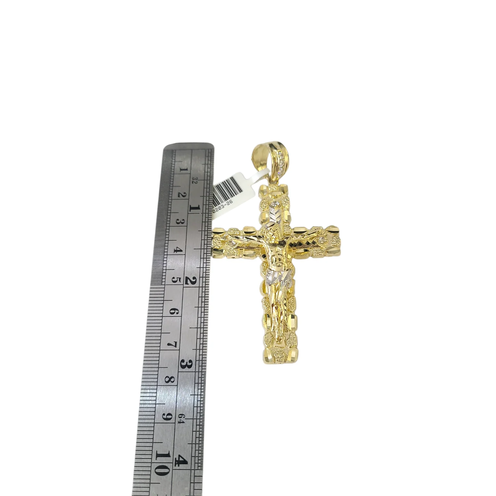10k Yellow Gold Cuban Curb Chain Nugget Cross Pendant Charm 8mm Necklace Men - Image 6