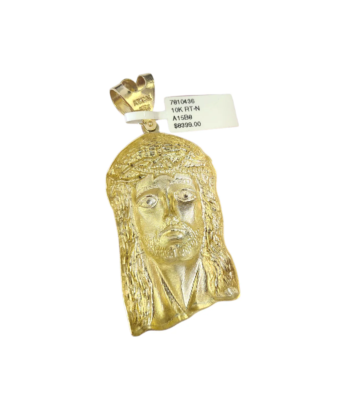 10k Yellow Gold Cuban Curb Chain SET Christ Face Pendant Charm 8mm Necklace Men - Image 7