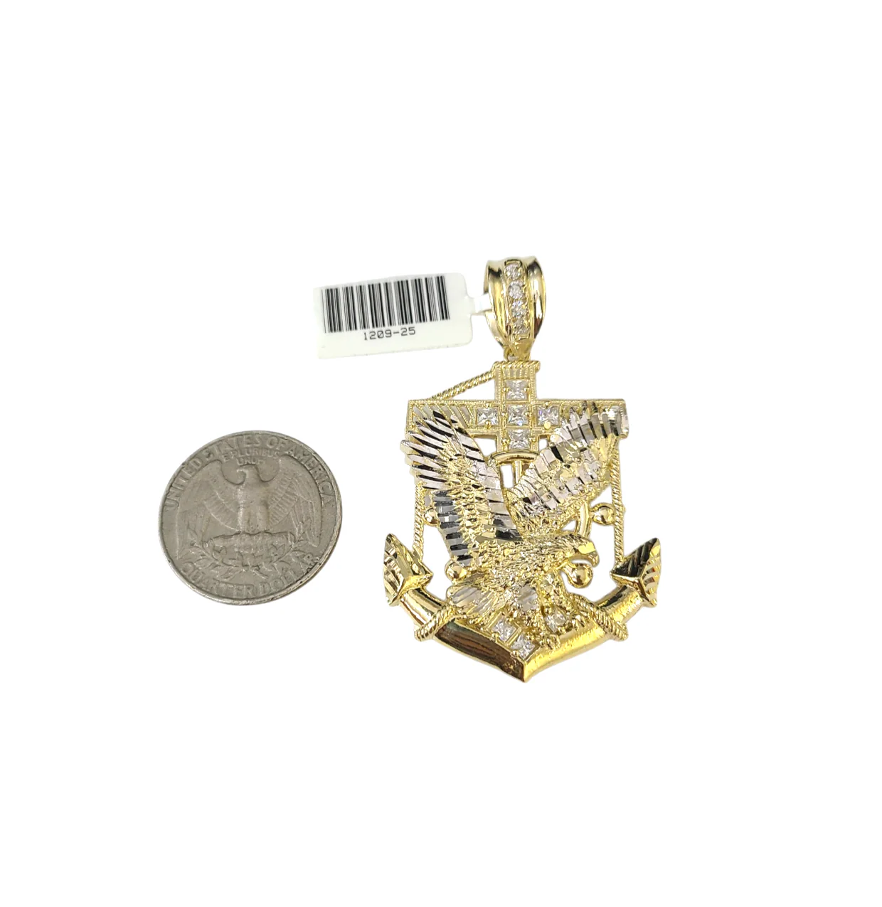 10k Yellow Gold Cuban Curb Chain SET Eagle Anchor Pendant Charm 8mm Necklace Men - Image 3