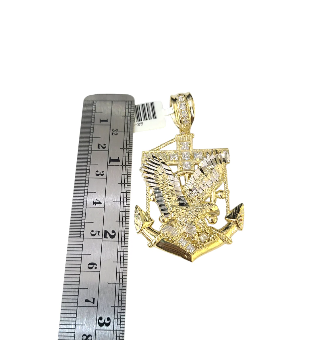 10k Yellow Gold Cuban Curb Chain SET Eagle Anchor Pendant Charm 8mm Necklace Men - Image 6