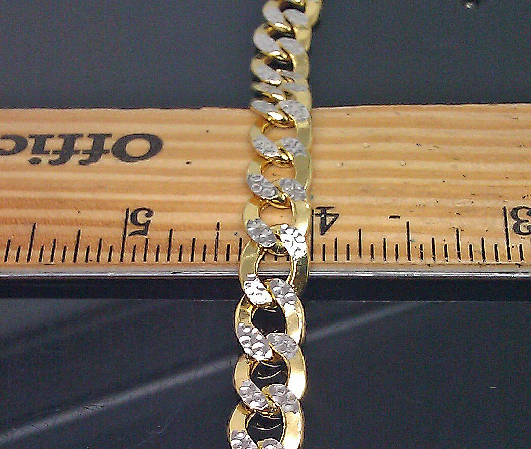 10K Yellow Gold Cuban Curb Link Bracelet Diamond Cuts 8" 8mm - Image 2
