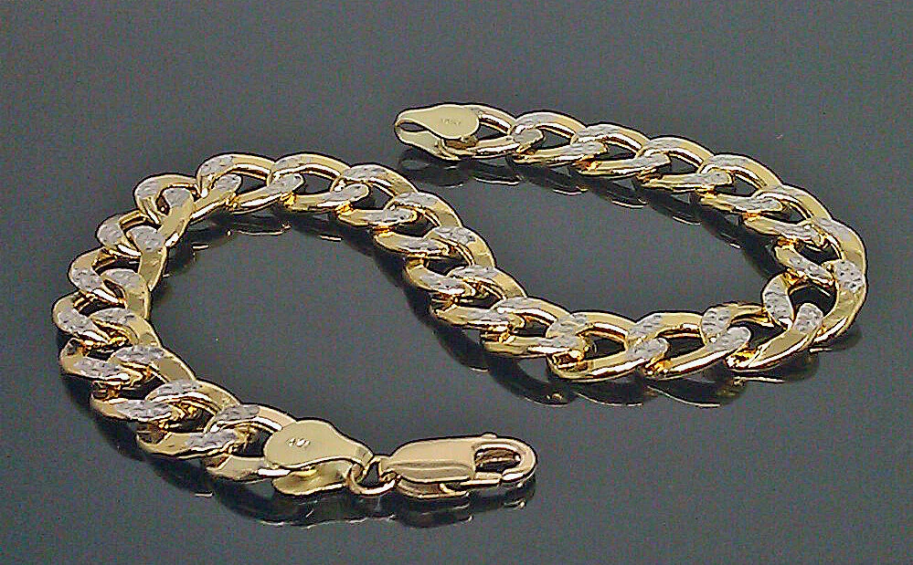 10K Yellow Gold Cuban Curb Link Bracelet Diamond Cuts 8" 8mm - Image 3