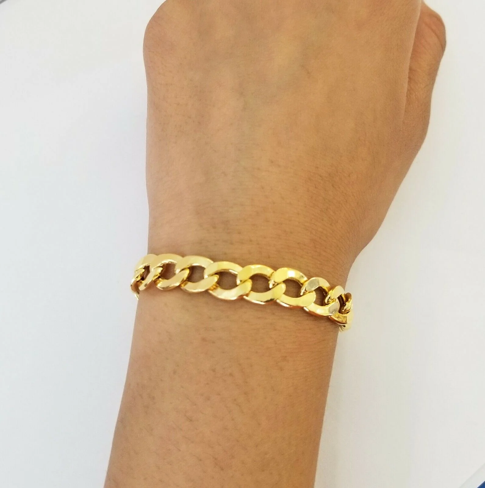 10k Yellow Gold Cuban Link Bracelet 10mm Link 8 inch  Real gold hand chain 10kt - Image 2