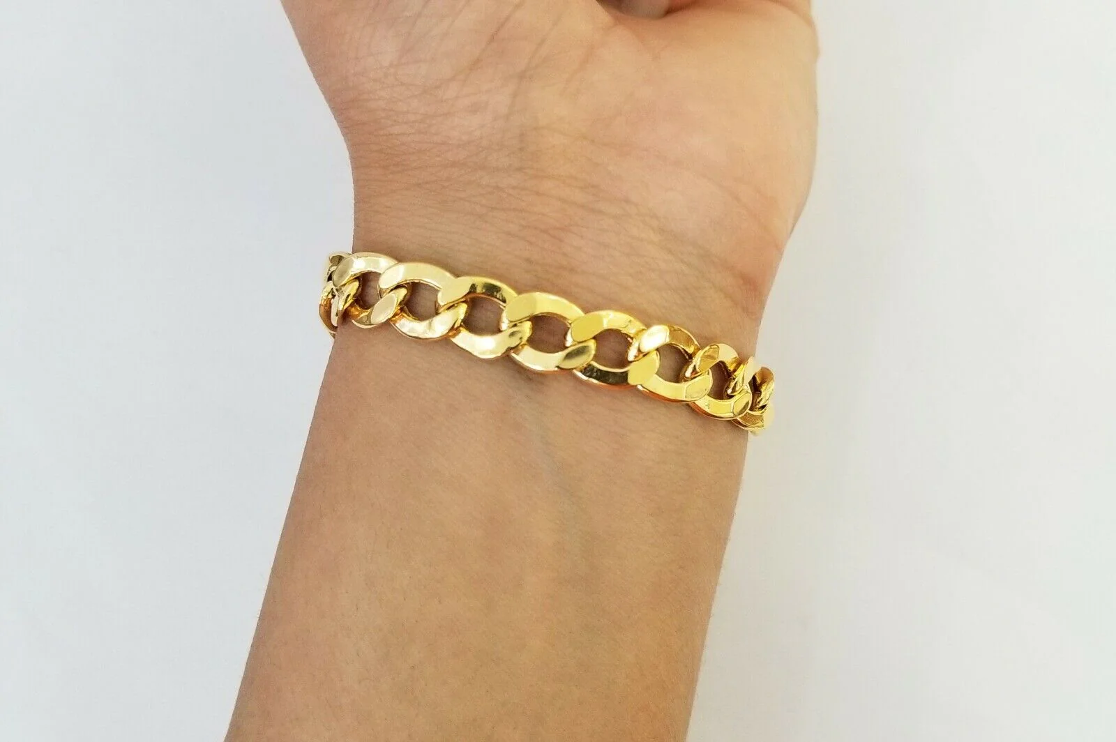10k Yellow Gold Cuban Link Bracelet 10mm Link 8 inch  Real gold hand chain 10kt - Image 3