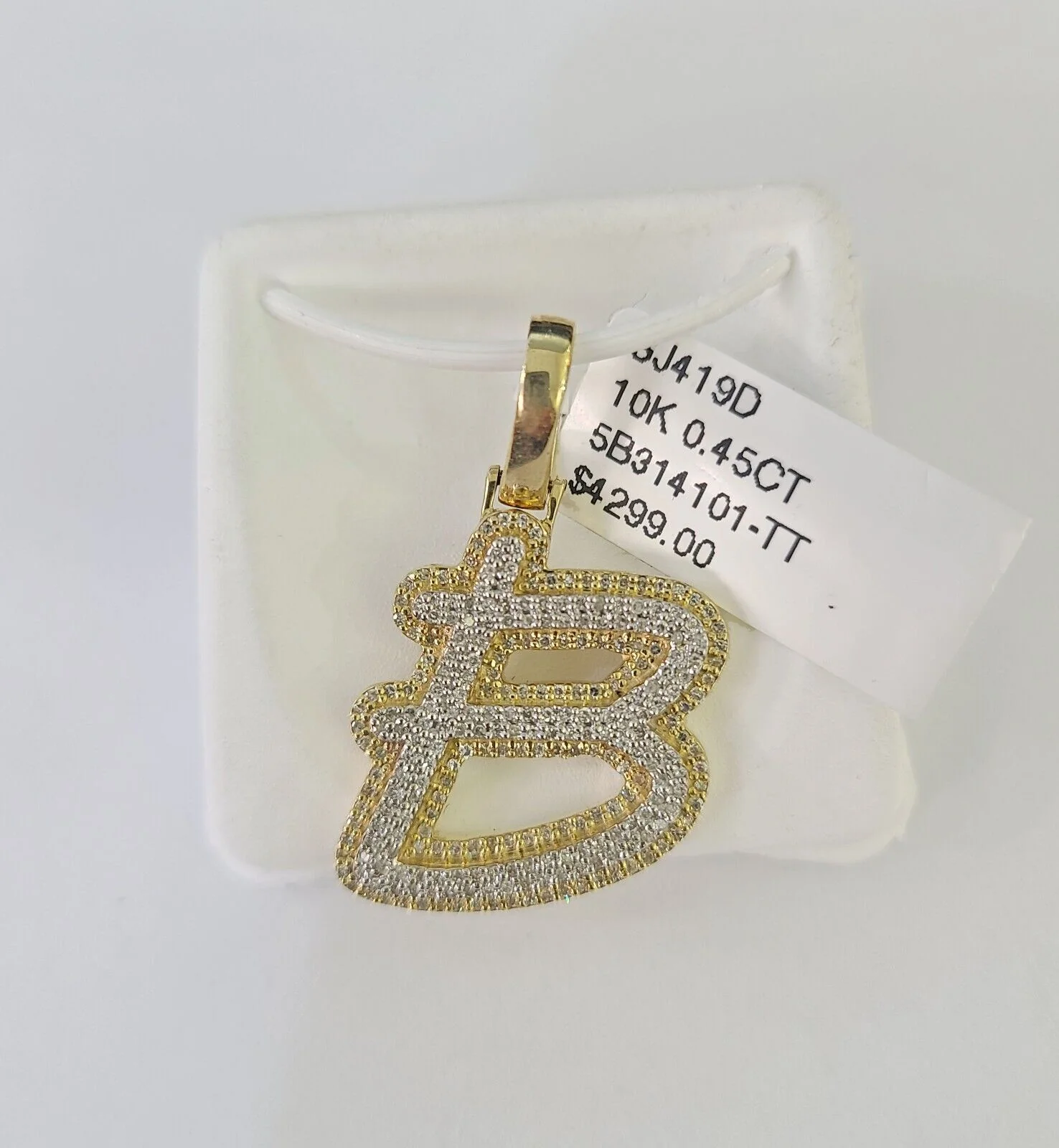 10k Yellow Gold Diamond B Charm Pendant Initial Alphabet Letter Real Genuine - Image 4