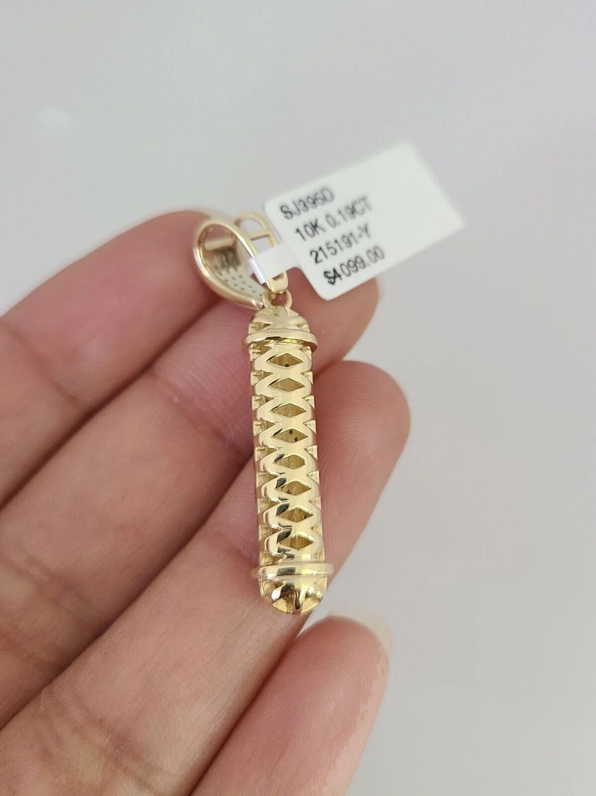 10k Yellow Gold Diamond Barber Shop Charm Real 10Kt Pendant Natural Genuine - Image 4