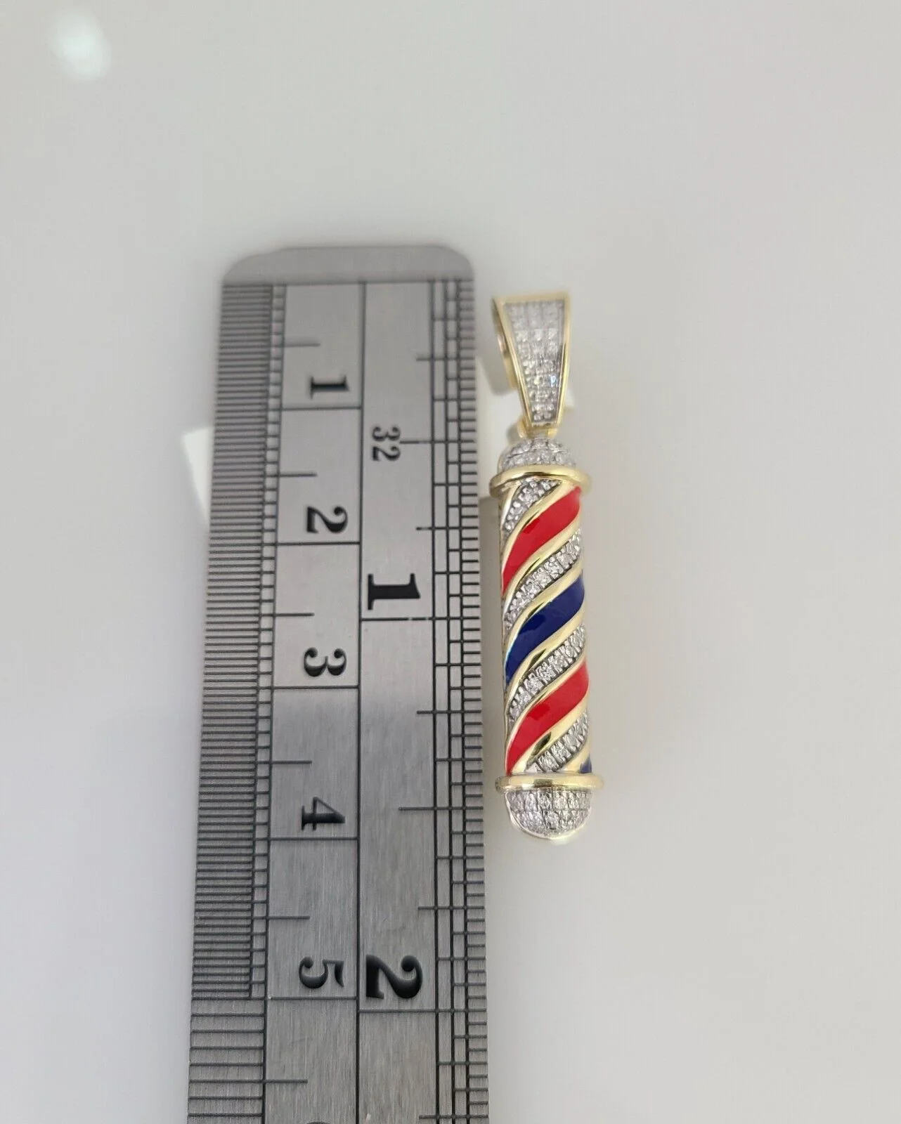 10k Yellow Gold Diamond Barber Shop Charm Real 10Kt Pendant Natural Genuine - Image 5