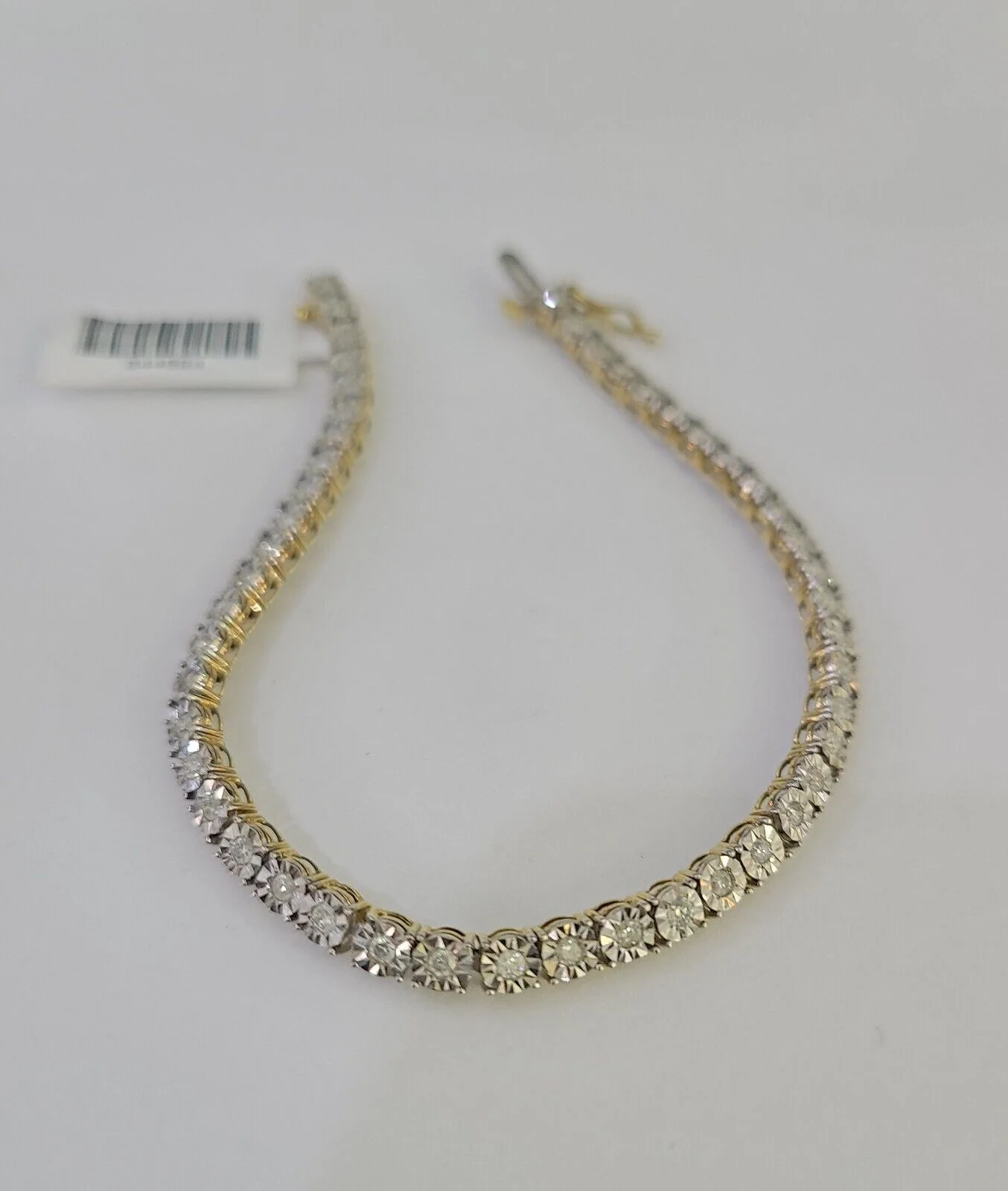10K Yellow Gold Diamond Bracelet Women Ladies 7" REAL Genuine Gold - Image 5