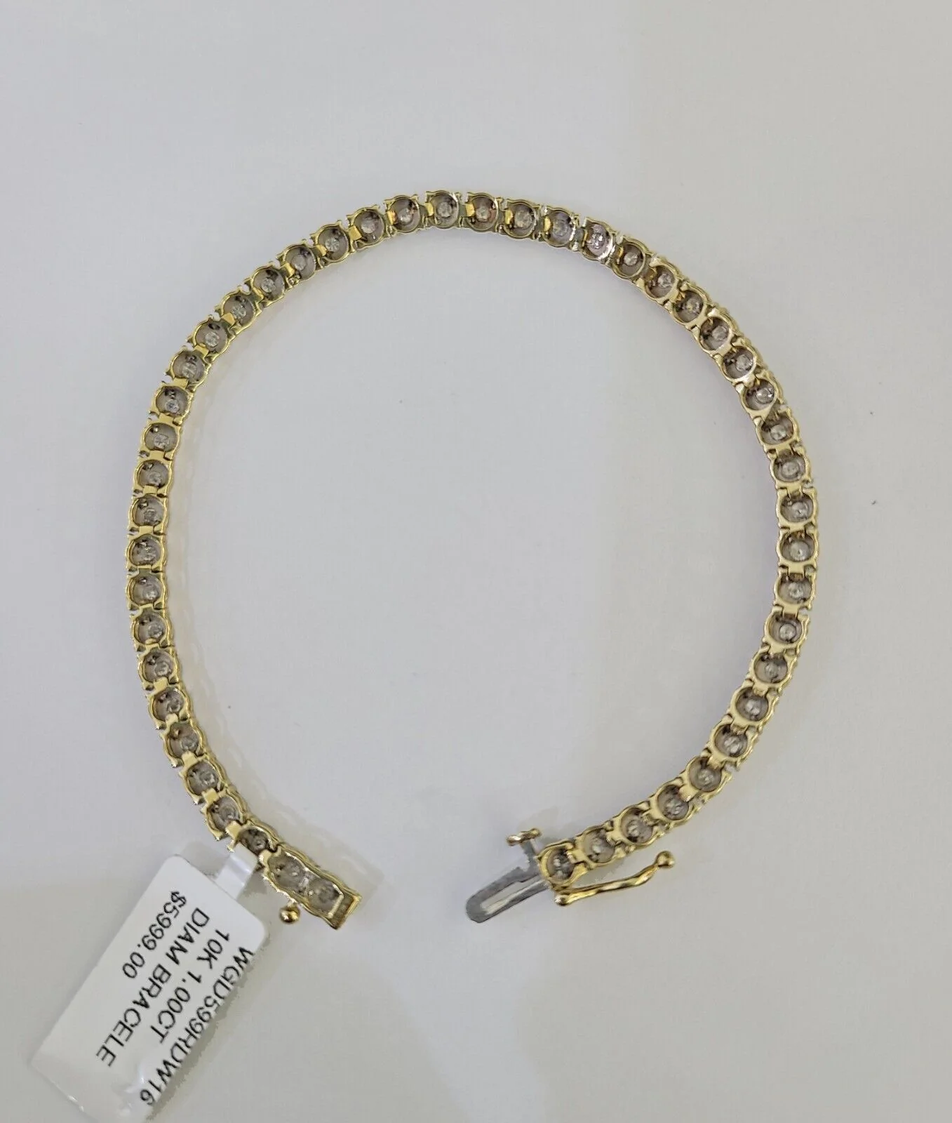 10K Yellow Gold Diamond Bracelet Women Ladies 7" REAL Genuine Gold - Image 7