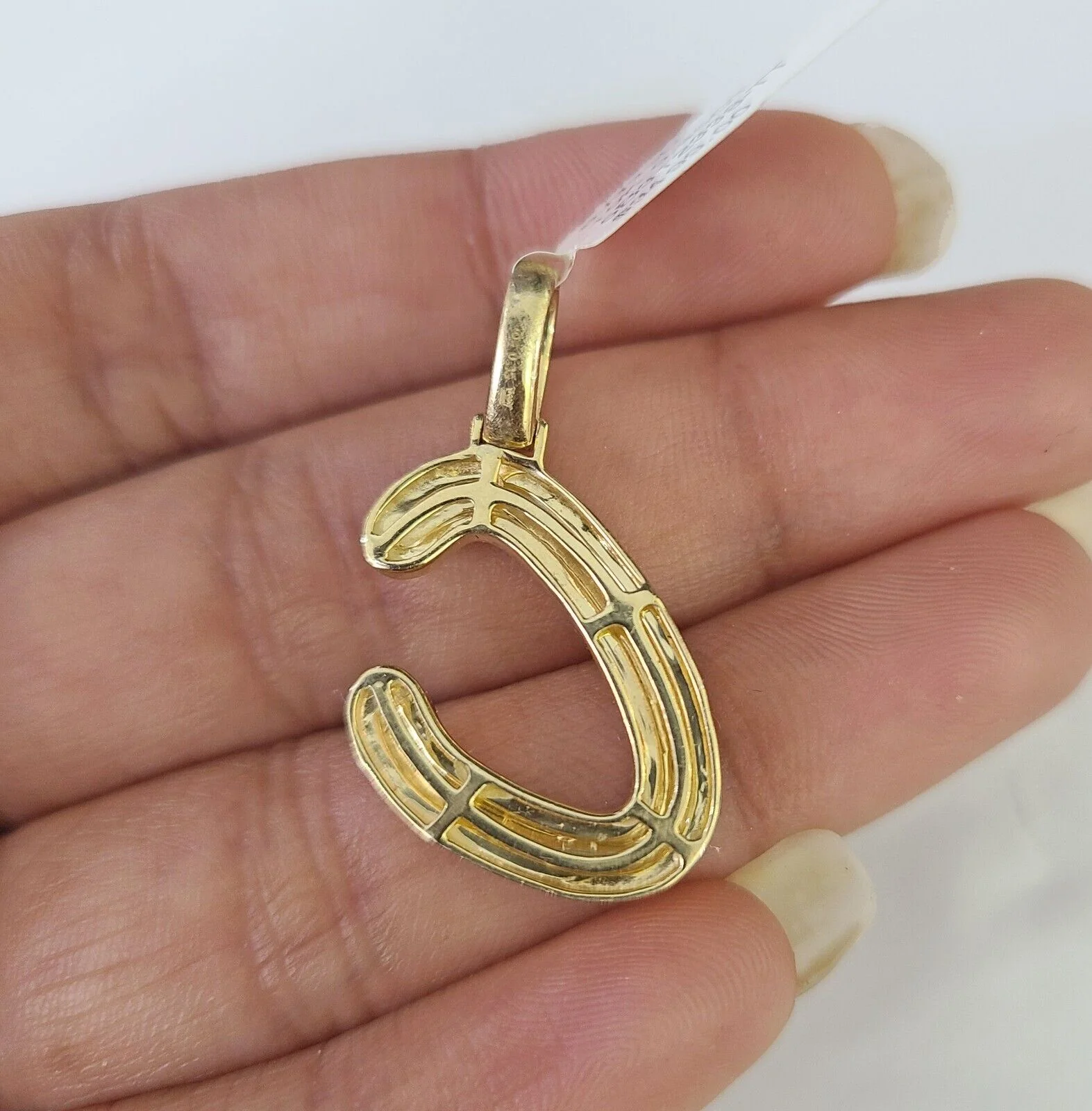 10k Yellow Gold Diamond C Charm Pendant Initial Alphabet Letter Real Genuine - Image 3