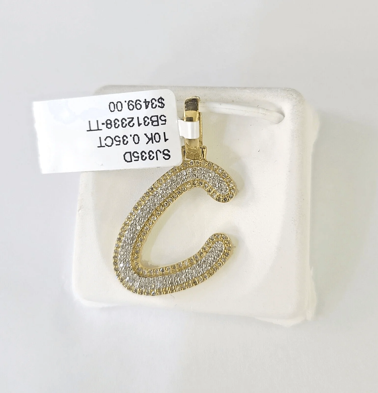 10k Yellow Gold Diamond C Charm Pendant Initial Alphabet Letter Real Genuine - Image 4