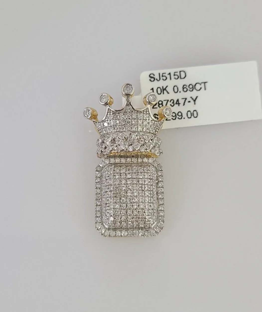 10k Yellow Gold Diamond Crown King Charm Real 10Kt Pendant Natural Genuine - Image 2