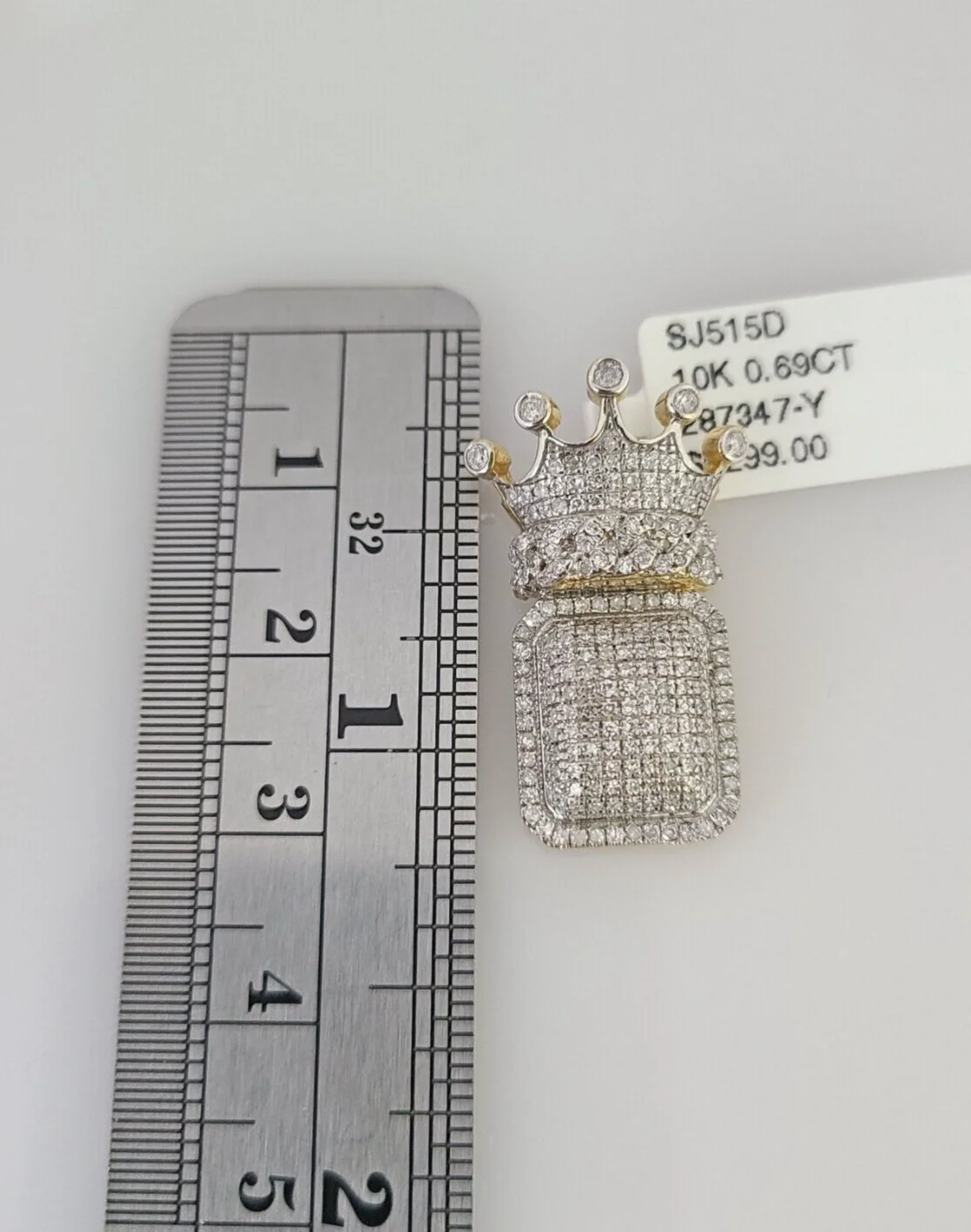 10k Yellow Gold Diamond Crown King Charm Real 10Kt Pendant Natural Genuine - Image 4