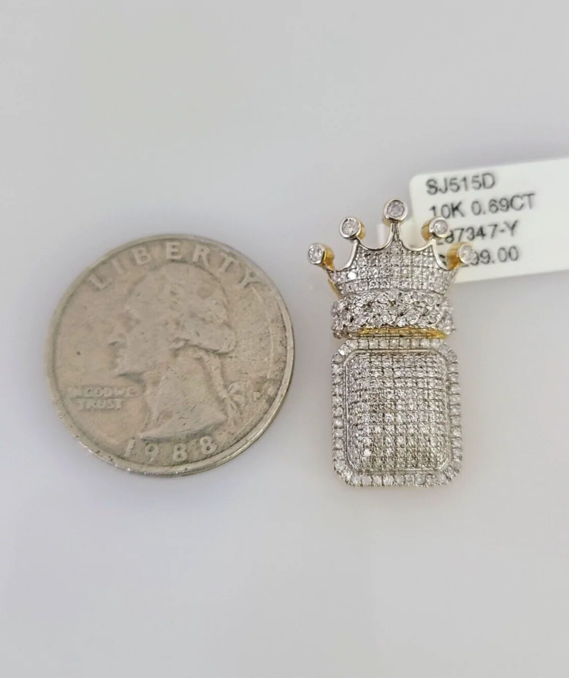 10k Yellow Gold Diamond Crown King Charm Real 10Kt Pendant Natural Genuine - Image 6