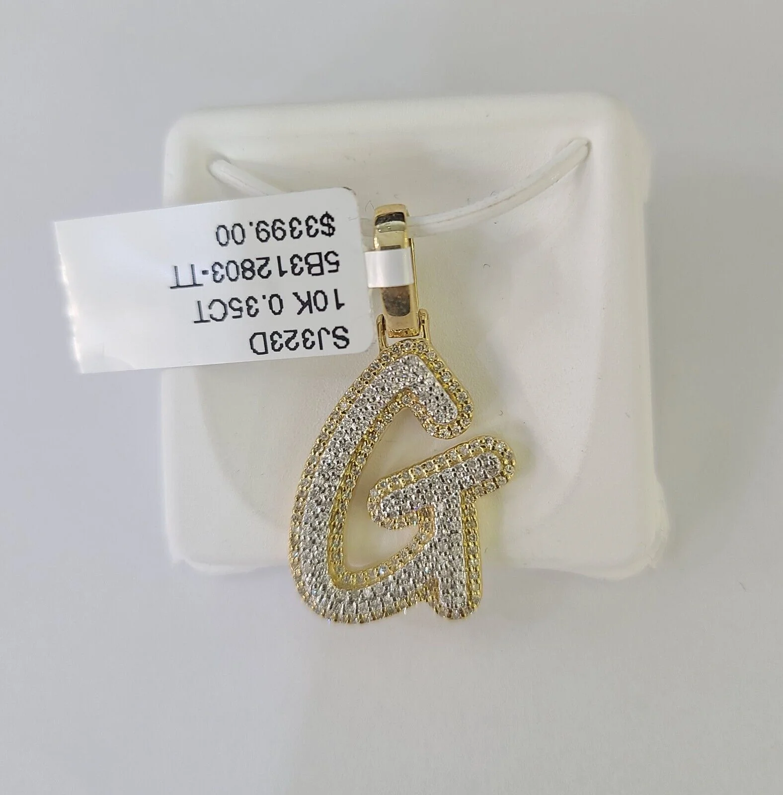 10k Yellow Gold Diamond G Charm Pendant Initial Alphabet Letter Real Genuine - Image 4