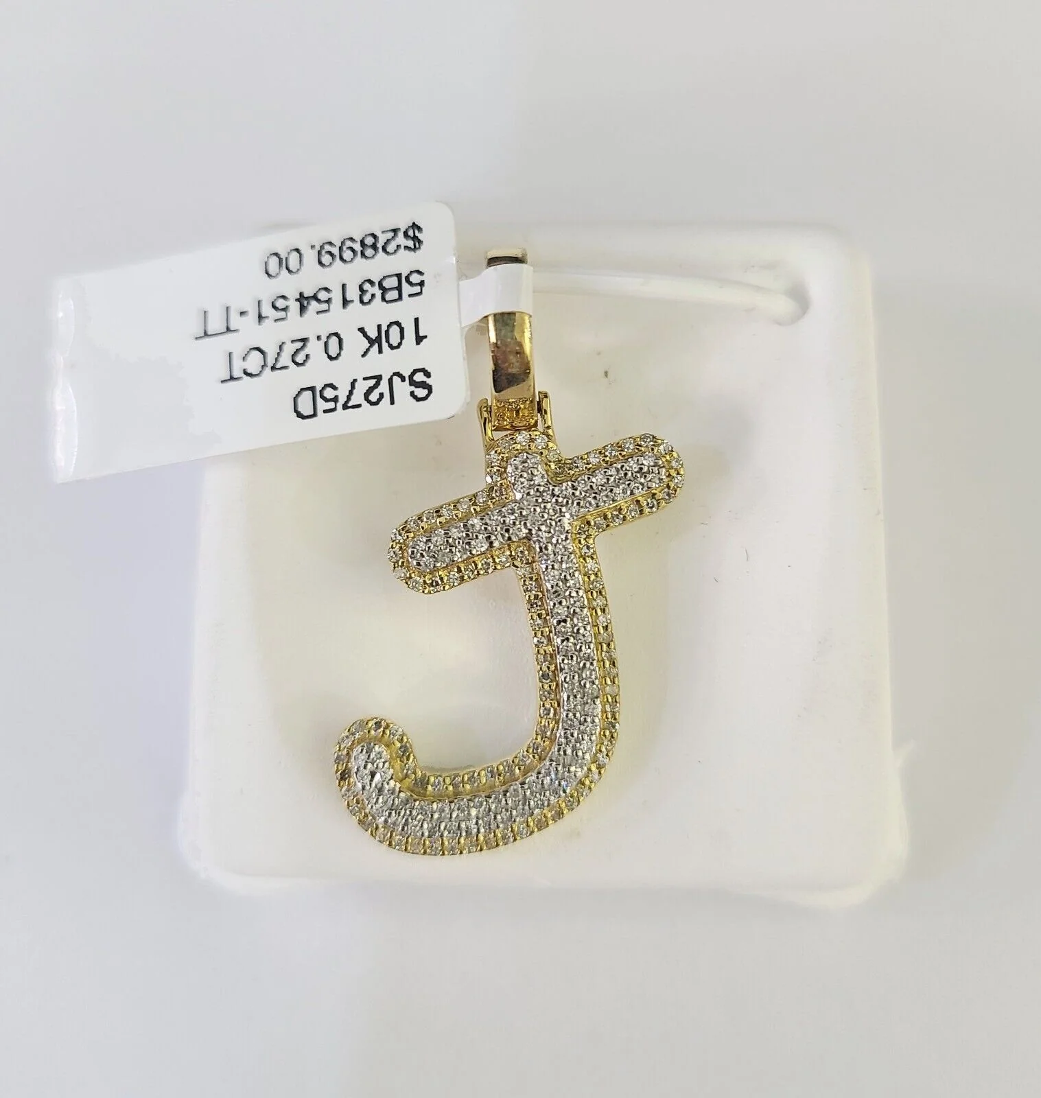 10k Yellow Gold Diamond J Charm Pendant Initial Alphabet Letter Real Genuine - Image 4