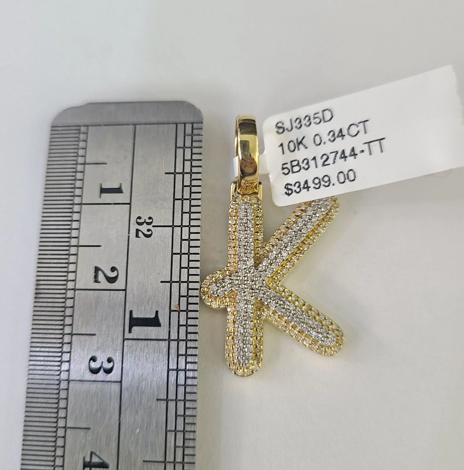 10k Yellow Gold Diamond K Charm Pendant Initial Alphabet Letter Real Genuine - Image 2