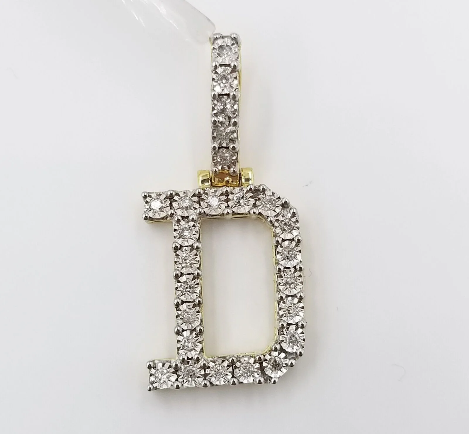10k Yellow Gold Diamond Letter A-Z Initial Charm Pendant Real Diamond - Image 3