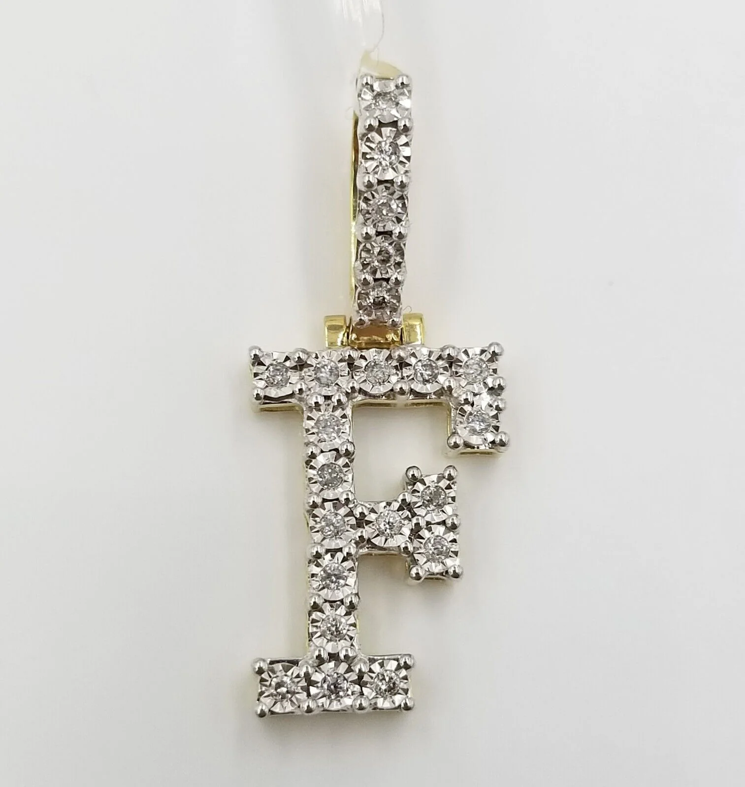 10k Yellow Gold Diamond Letter A-Z Initial Charm Pendant Real Diamond - Image 4
