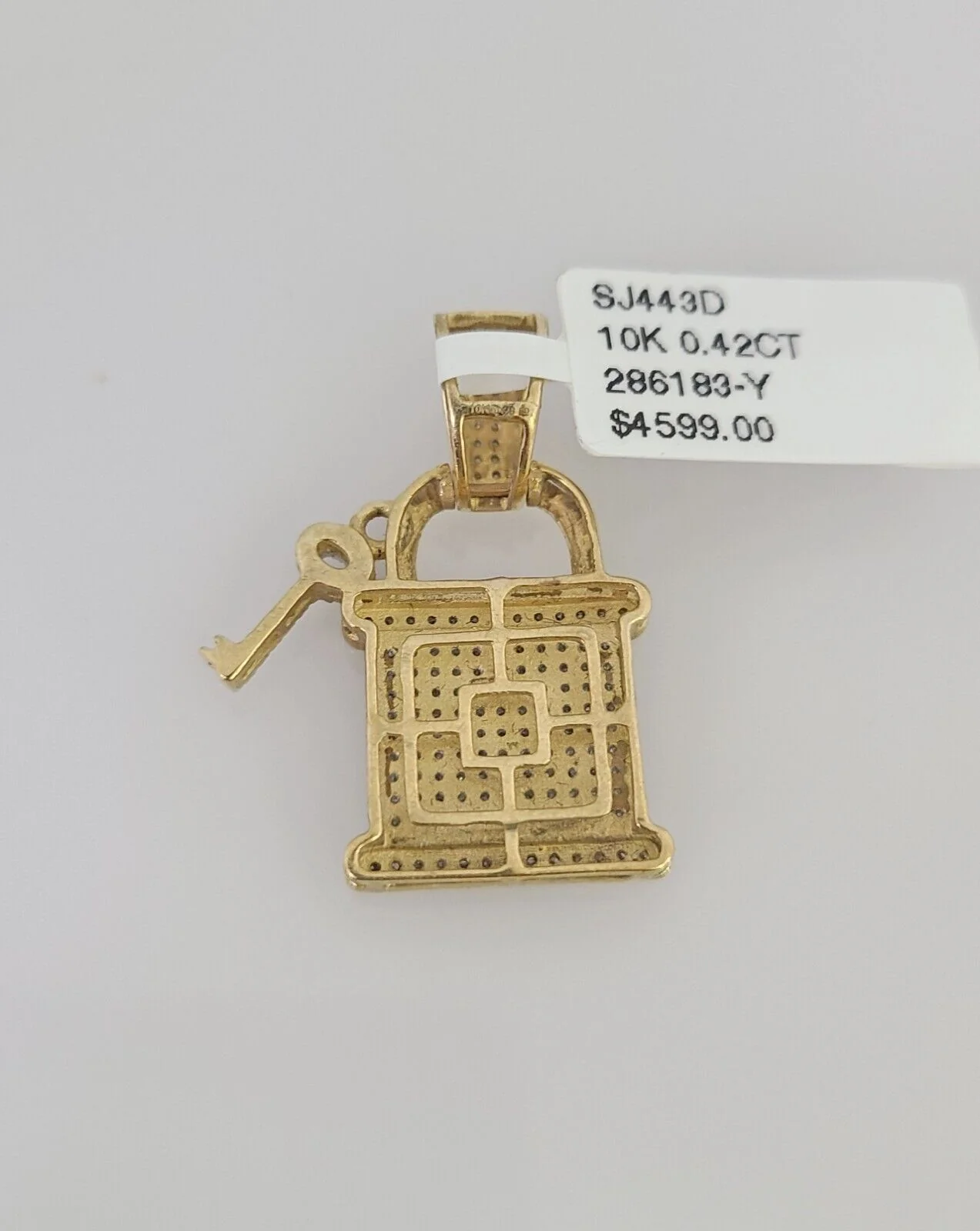 10k Yellow Gold Diamond Lock Key Charm Real 10Kt Pendant Natural Genuine - Image 4