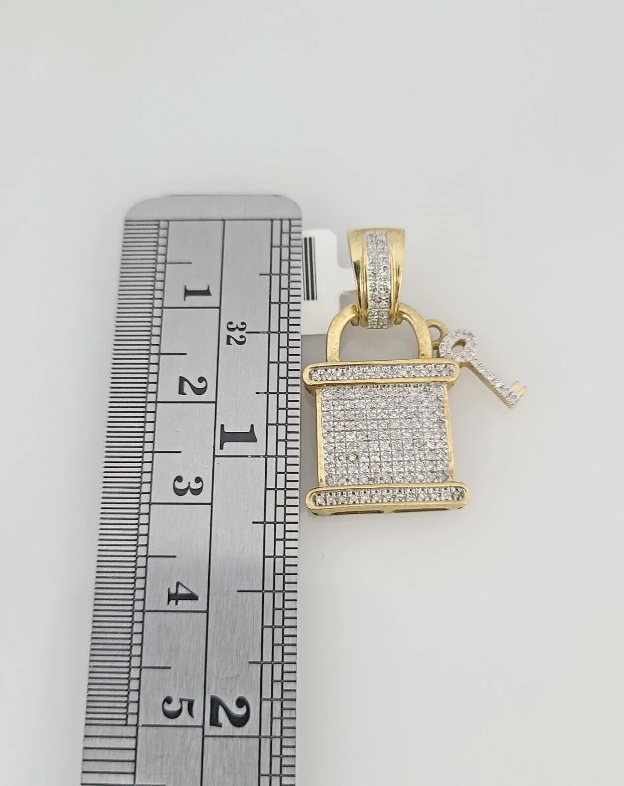 10k Yellow Gold Diamond Lock Key Charm Real 10Kt Pendant Natural Genuine - Image 5