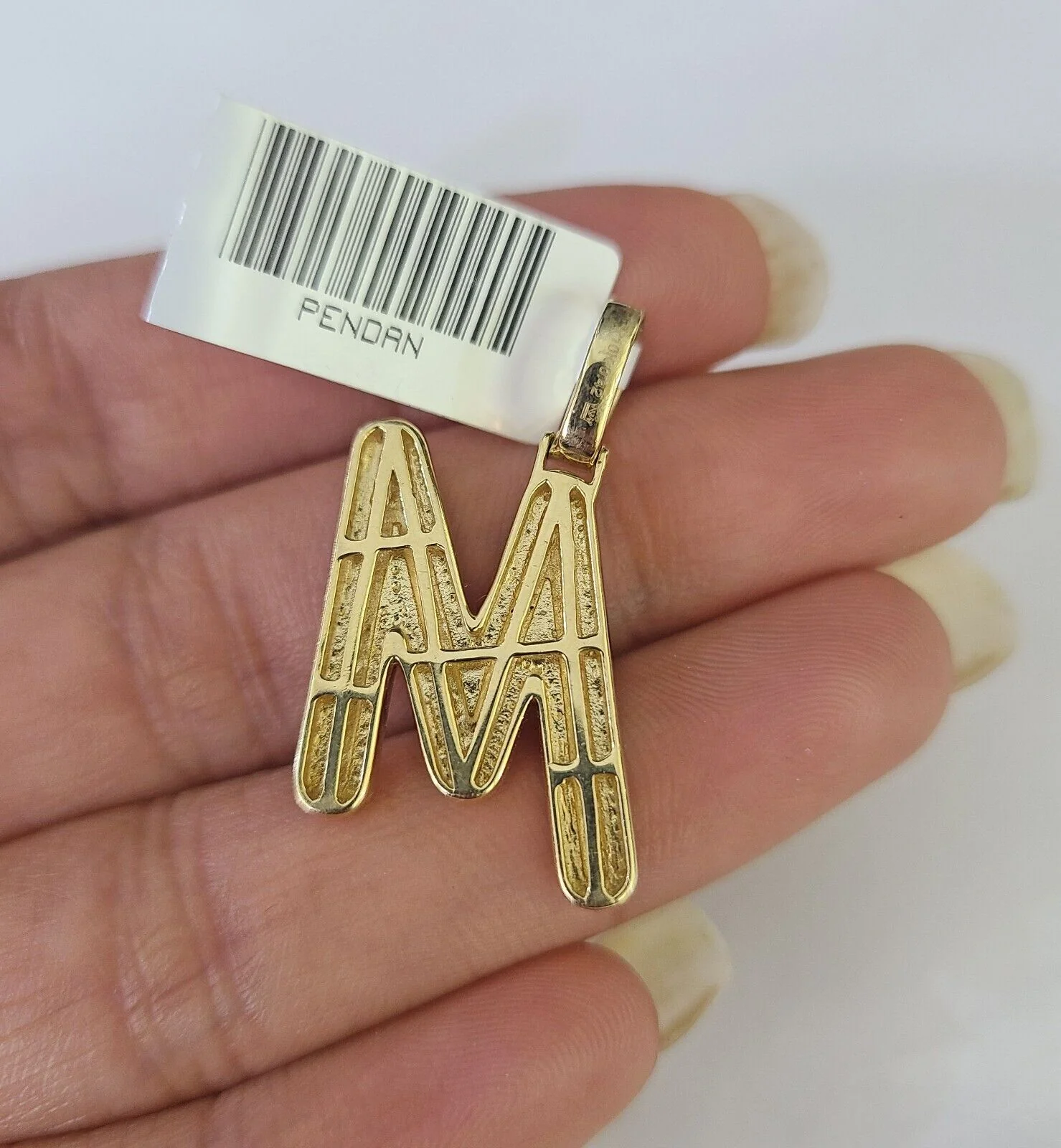 10k Yellow Gold Diamond M Charm Pendant Initial Alphabet Letter Real Genuine - Image 3