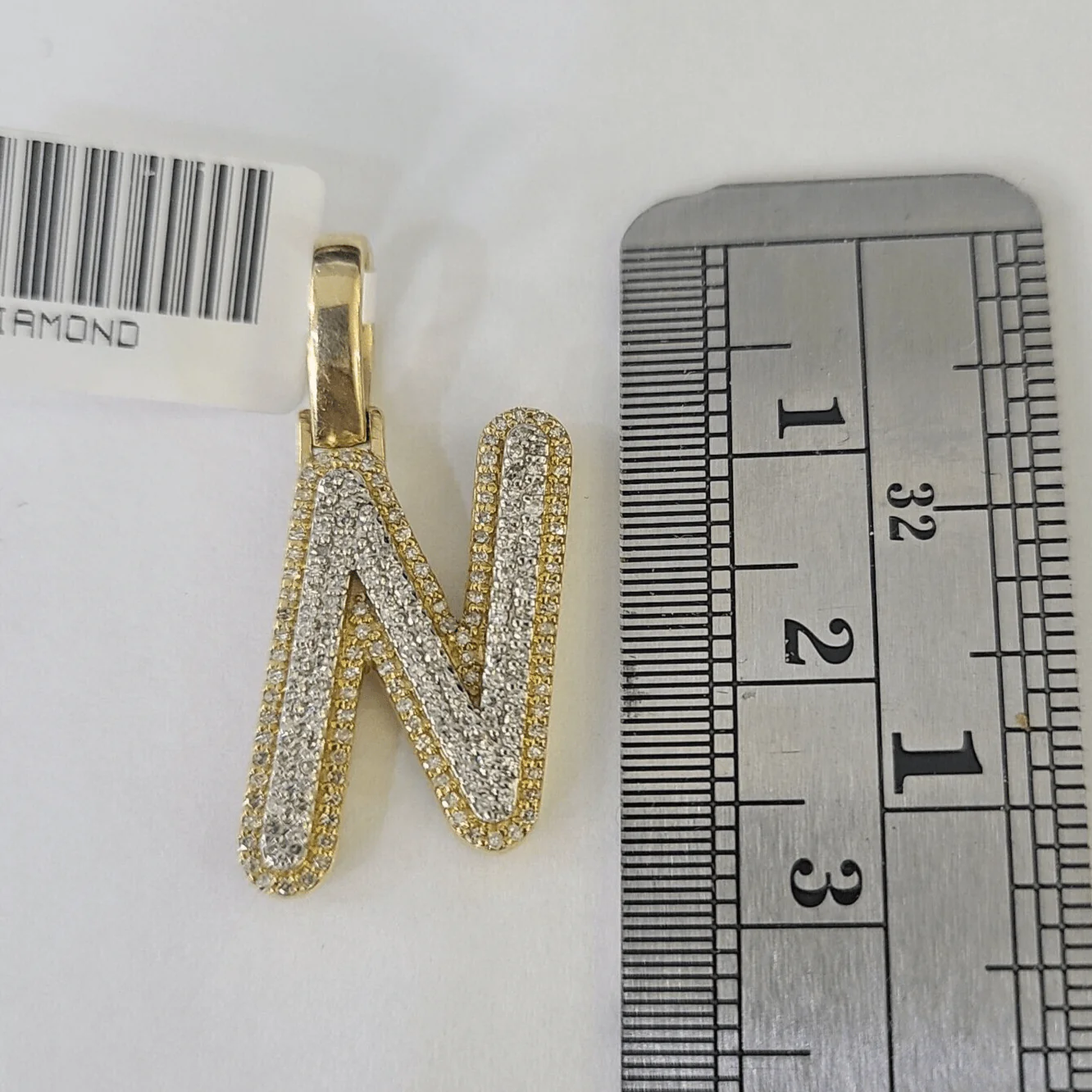 10k Yellow Gold Diamond N Charm Pendant Initial Alphabet Letter Real Genuine - Image 2