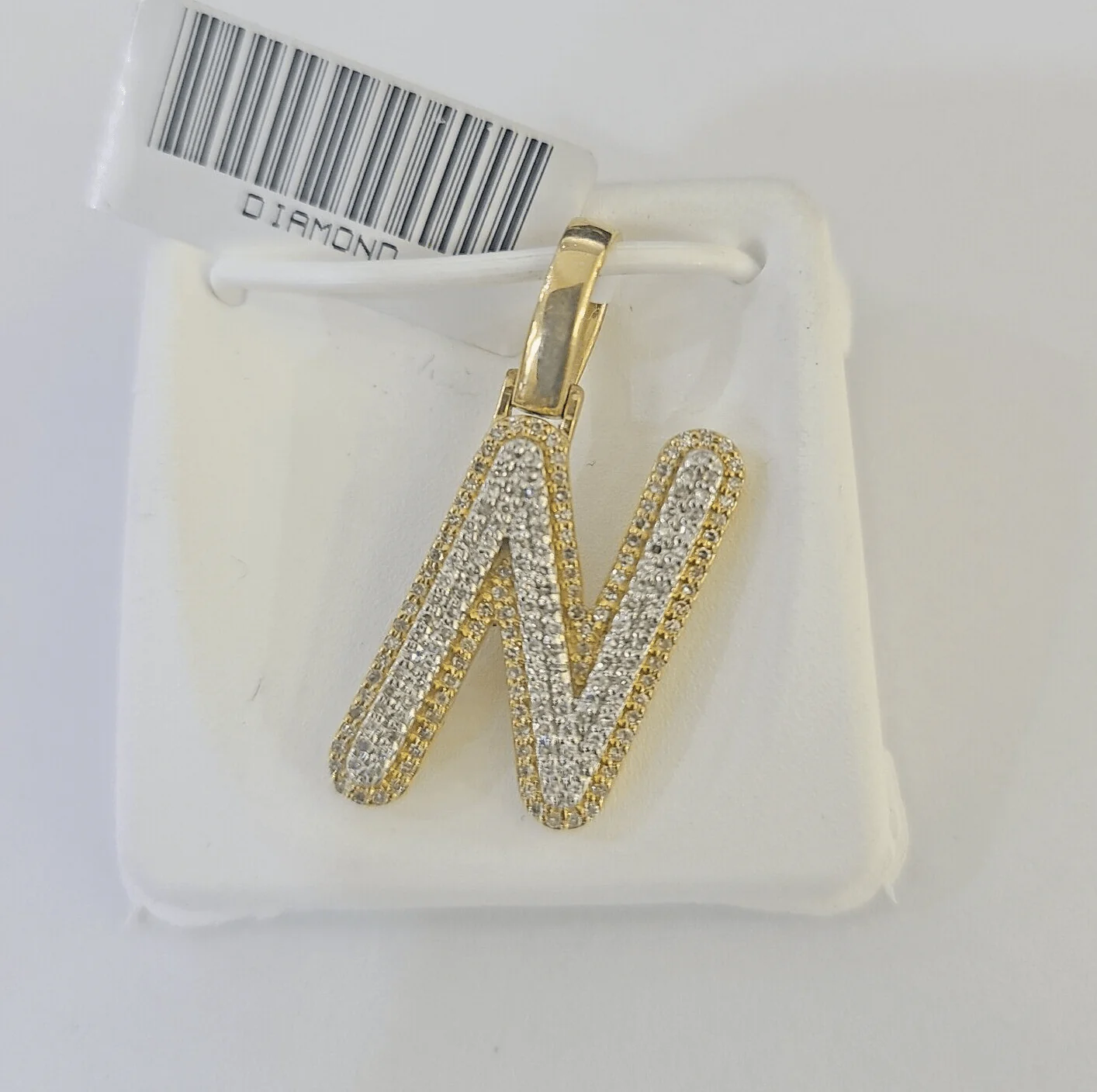 10k Yellow Gold Diamond N Charm Pendant Initial Alphabet Letter Real Genuine - Image 4