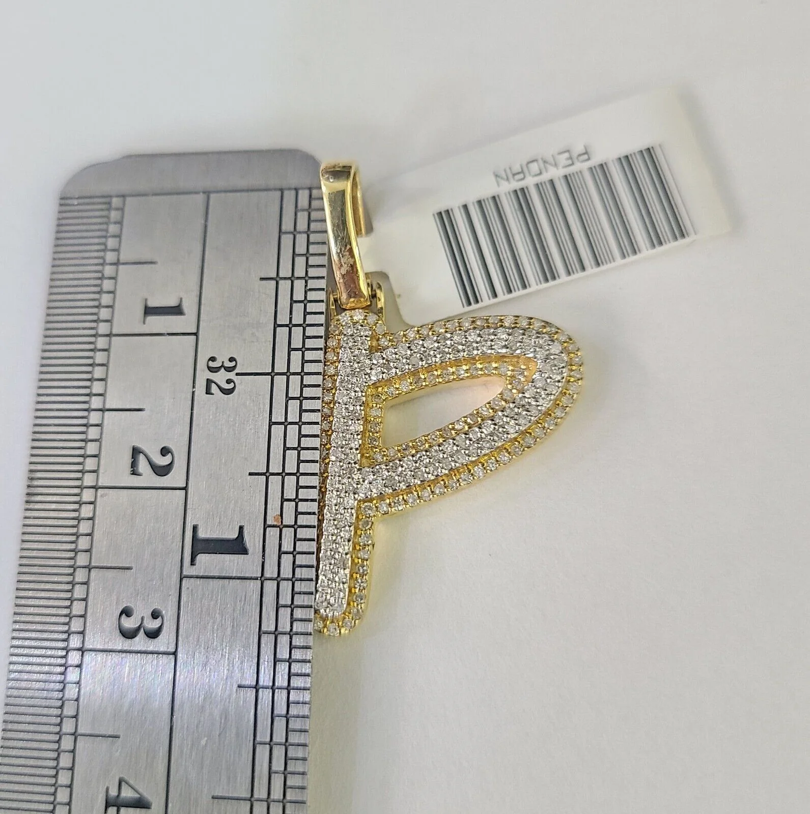 10k Yellow Gold Diamond P Charm Pendant Initial Alphabet Letter Real Genuine - Image 2
