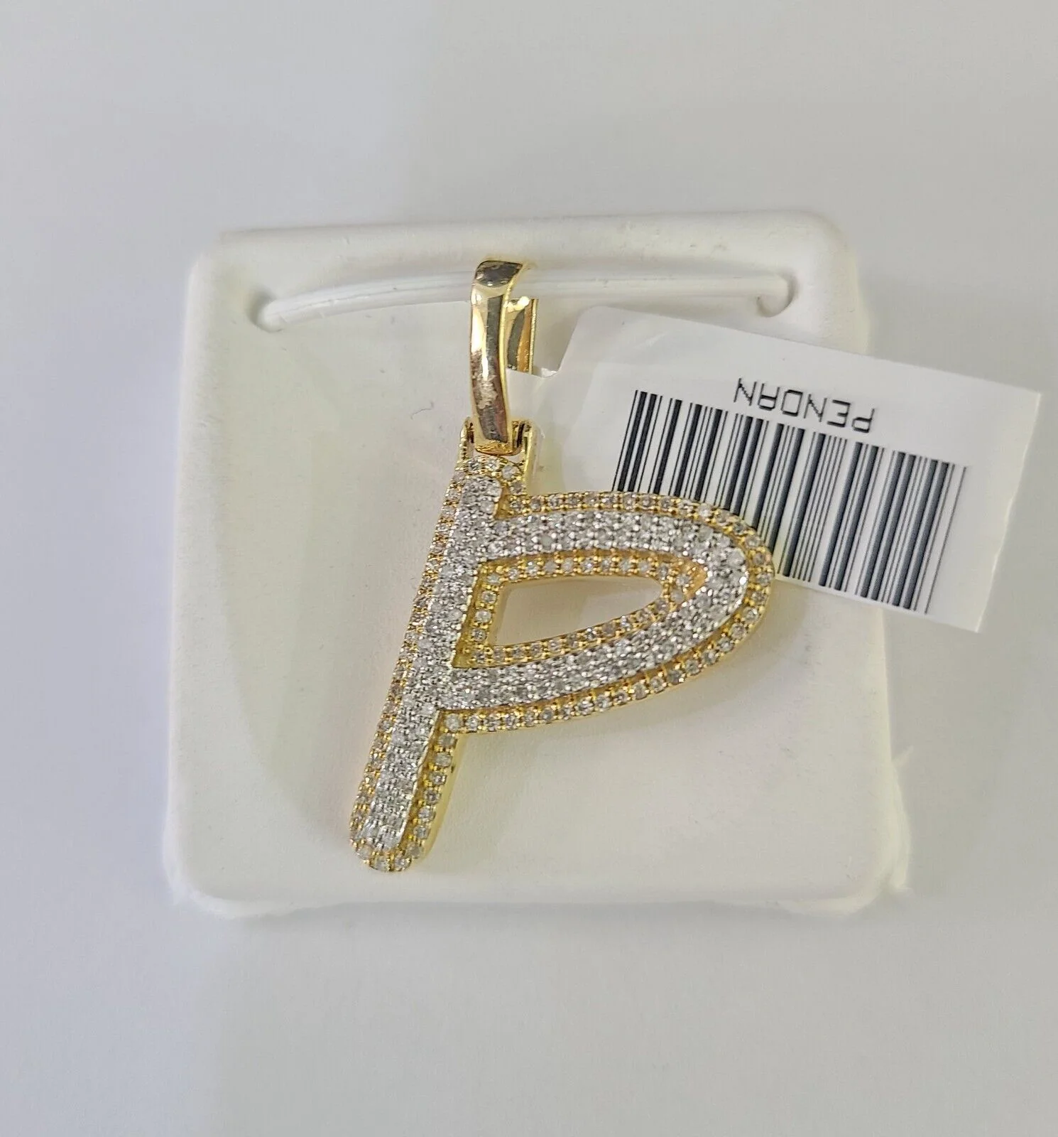 10k Yellow Gold Diamond P Charm Pendant Initial Alphabet Letter Real Genuine - Image 4