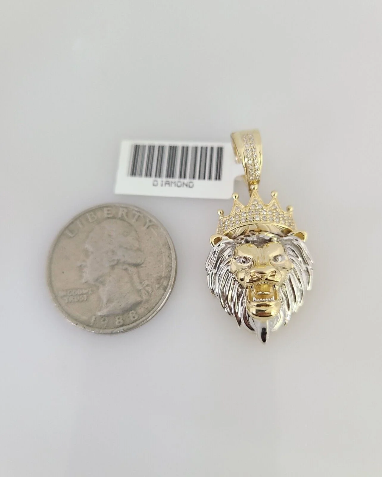10k Yellow Gold Diamond Roaring Lion Charm Real 10Kt Pendant Natural Genuine - Image 4