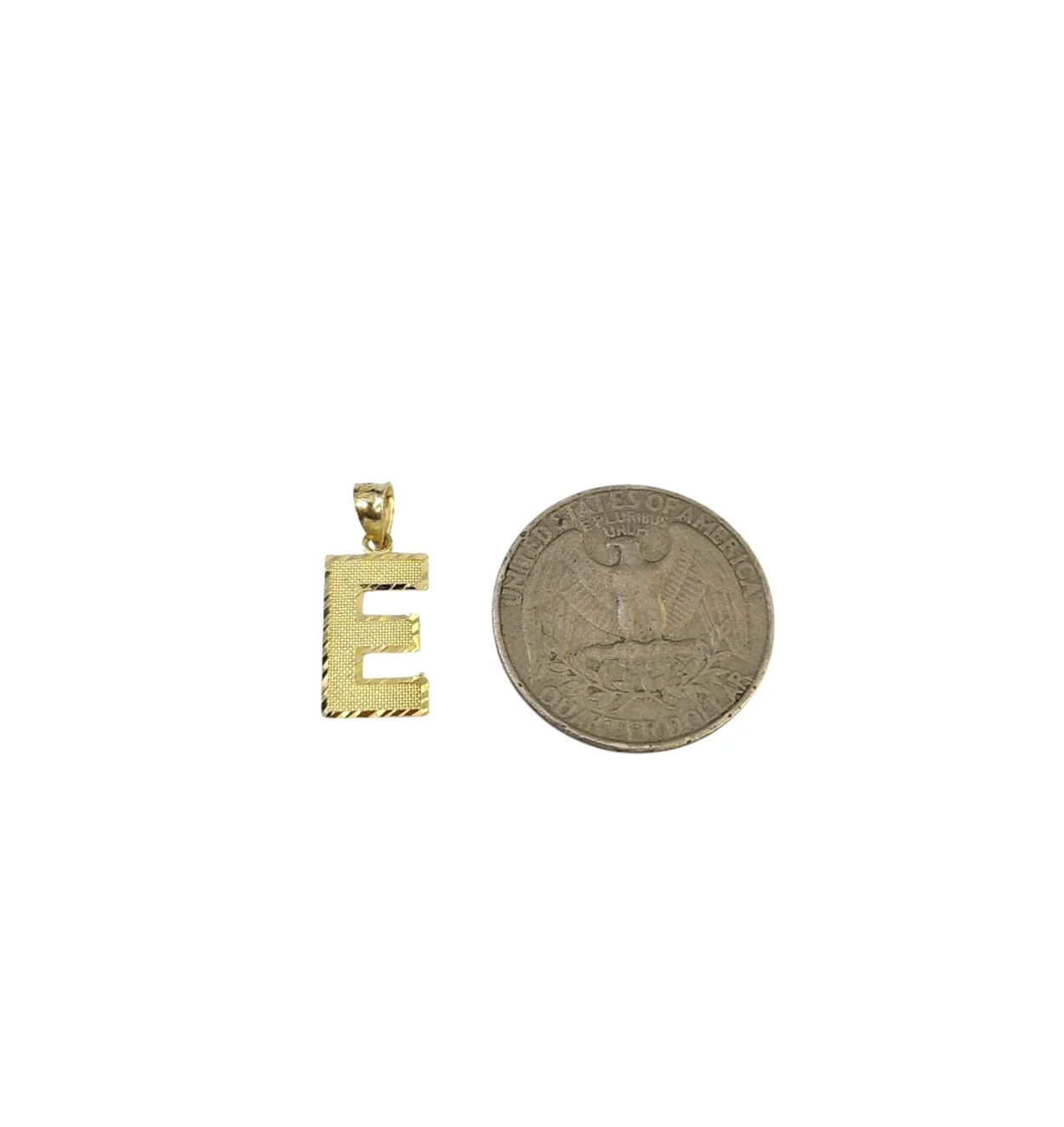 10K Yellow Gold E Initial Charm Pendant Alphabet Real 10kt Men Women - Image 2