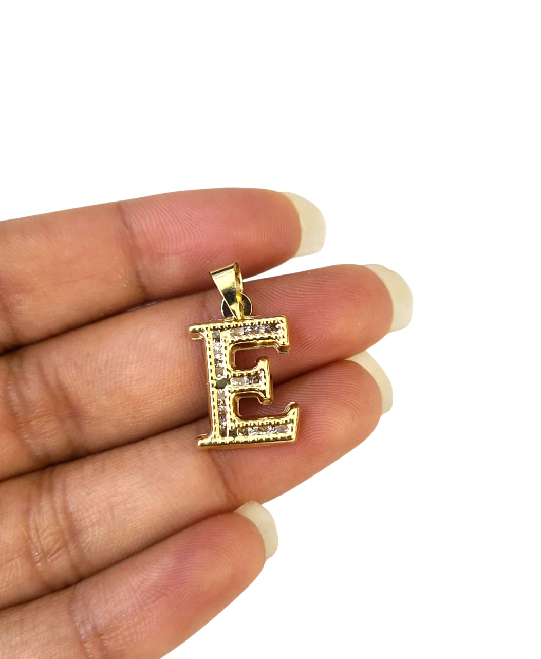 10K Yellow Gold E Initial Charm Pendant Alphabet Real 10kt Men Women - Image 3