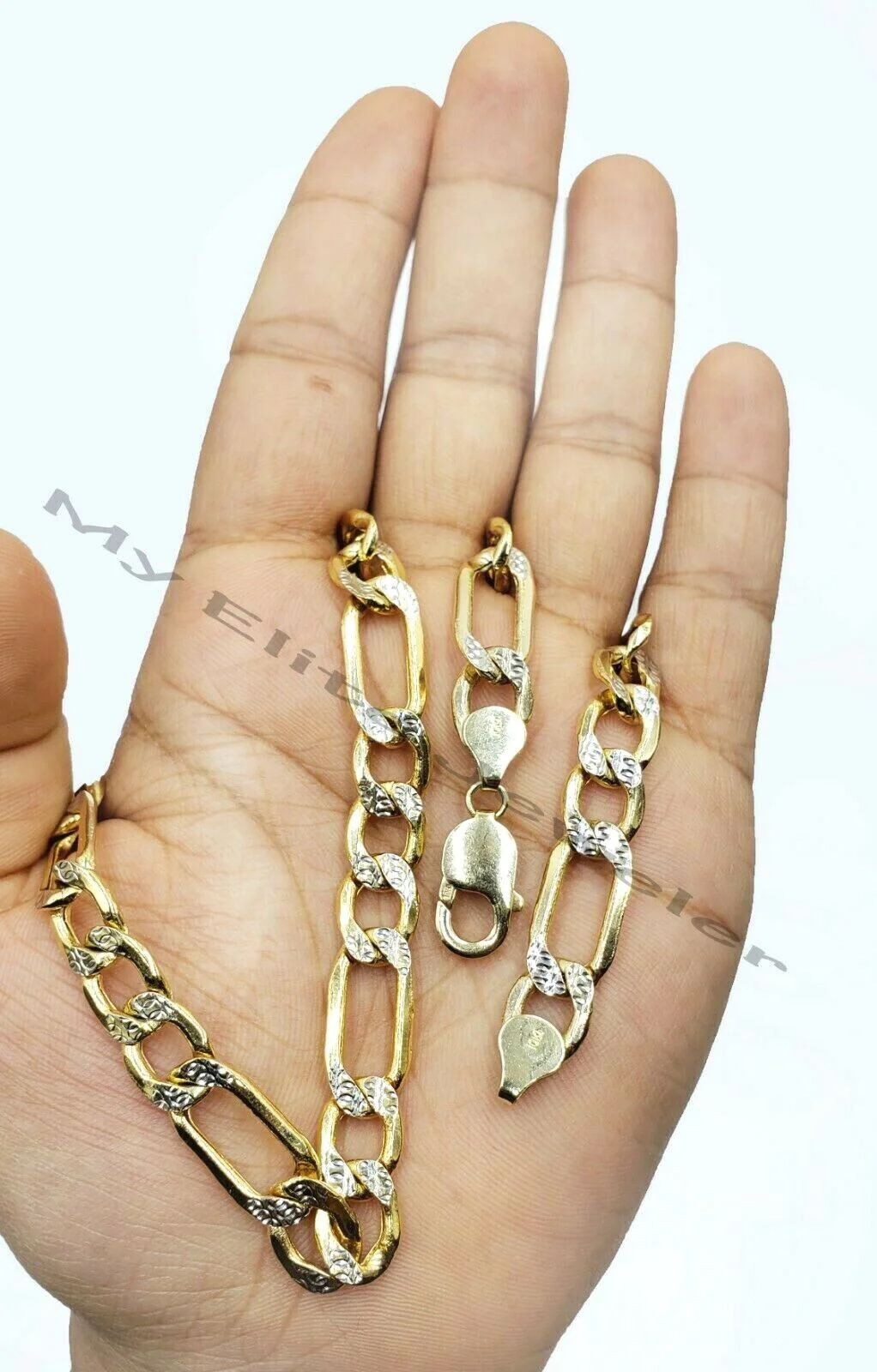 10k Yellow Gold Figaro Chain Necklace 26" Diamond Cut REAL Cuban Link - Image 2