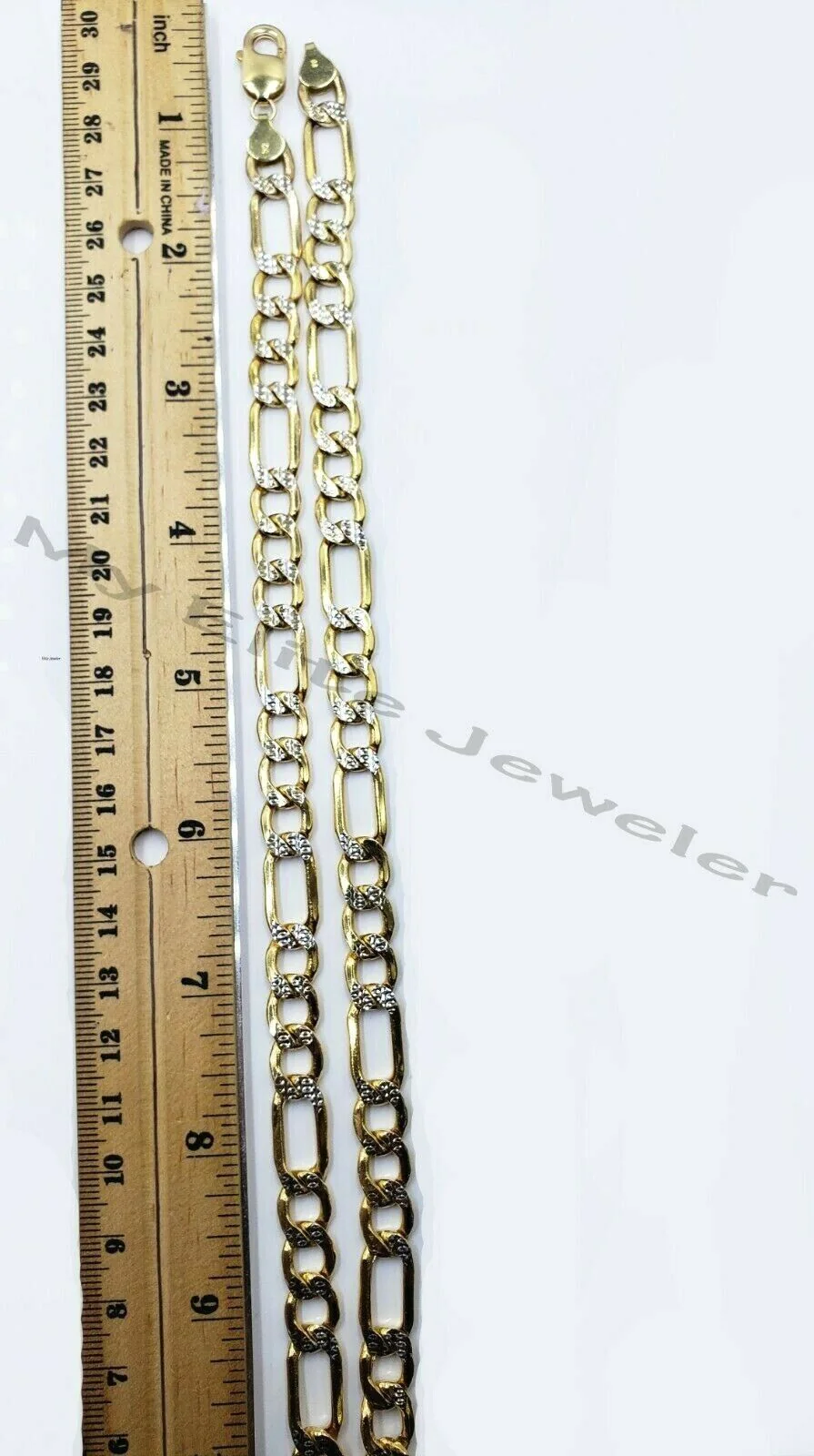 10k Yellow Gold Figaro Chain Necklace 26" Diamond Cut REAL Cuban Link - Image 5