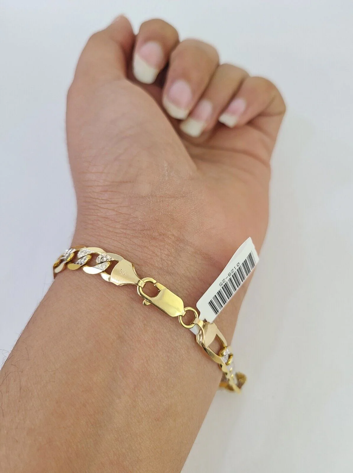 10k Yellow Gold Figaro Link Bracelet Solid 8" Inch Diamond Cuts REAL 6mm - Image 4