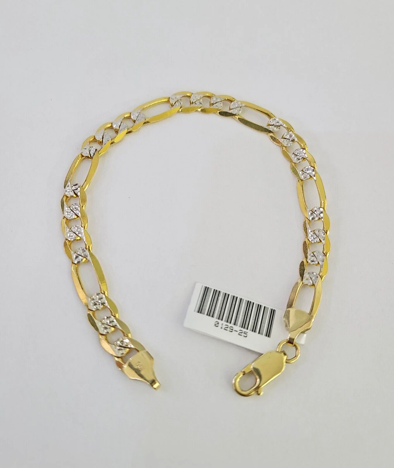 10k Yellow Gold Figaro Link Bracelet Solid 8" Inch Diamond Cuts REAL 6mm - Image 5
