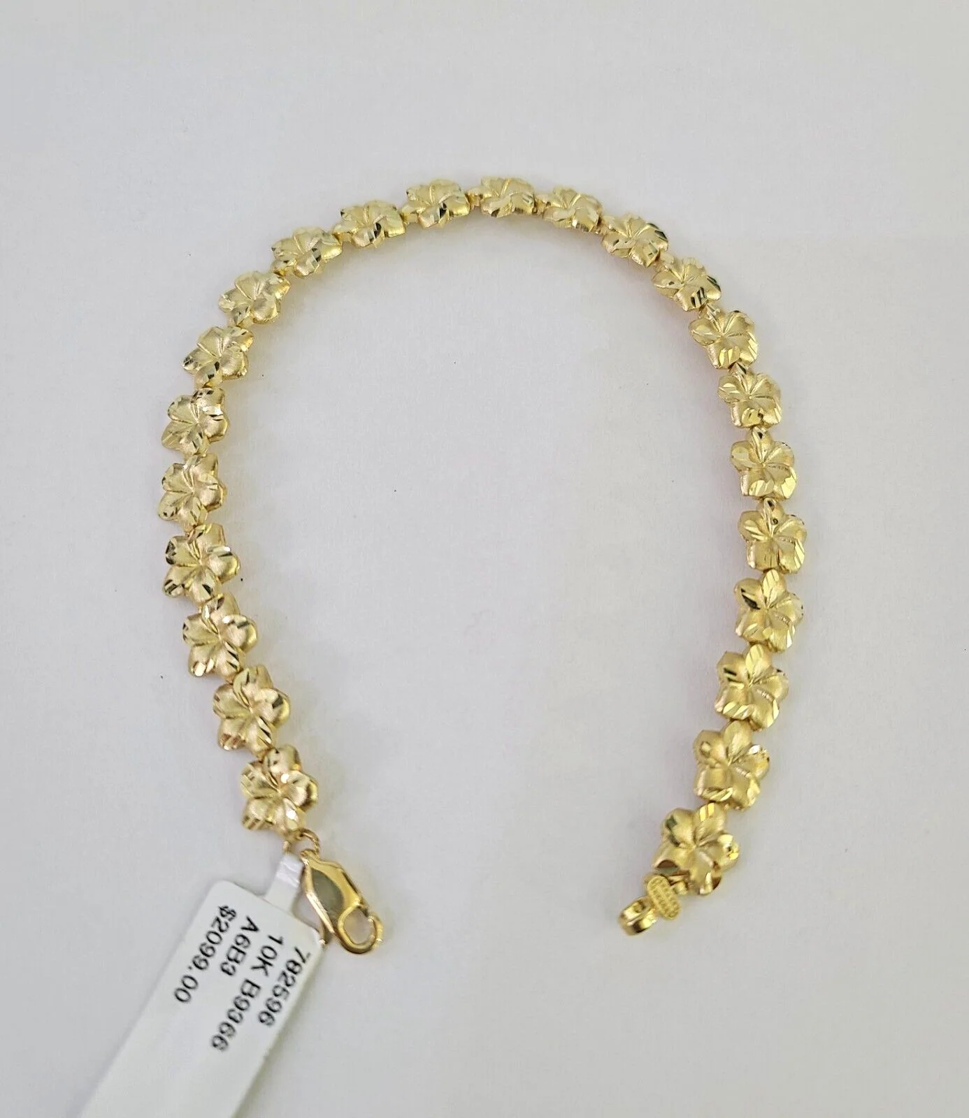 10k Yellow Gold Flower Bracelet 8mm 8" Women Ladies Real Genuine - Image 2