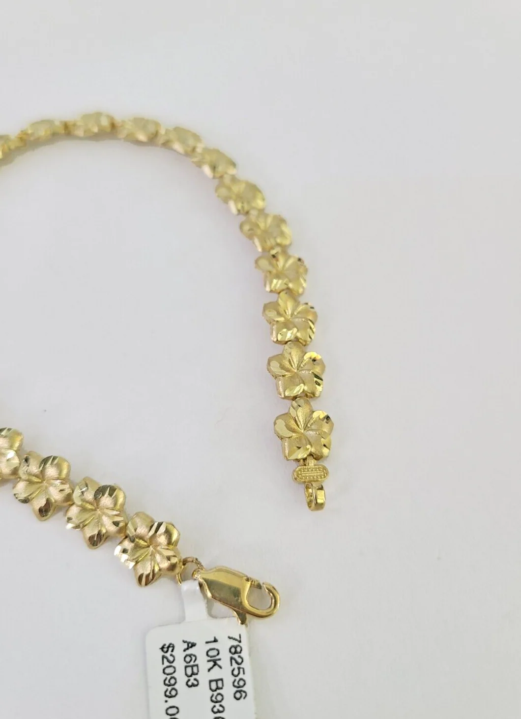 10k Yellow Gold Flower Bracelet 8mm 8" Women Ladies Real Genuine - Image 4