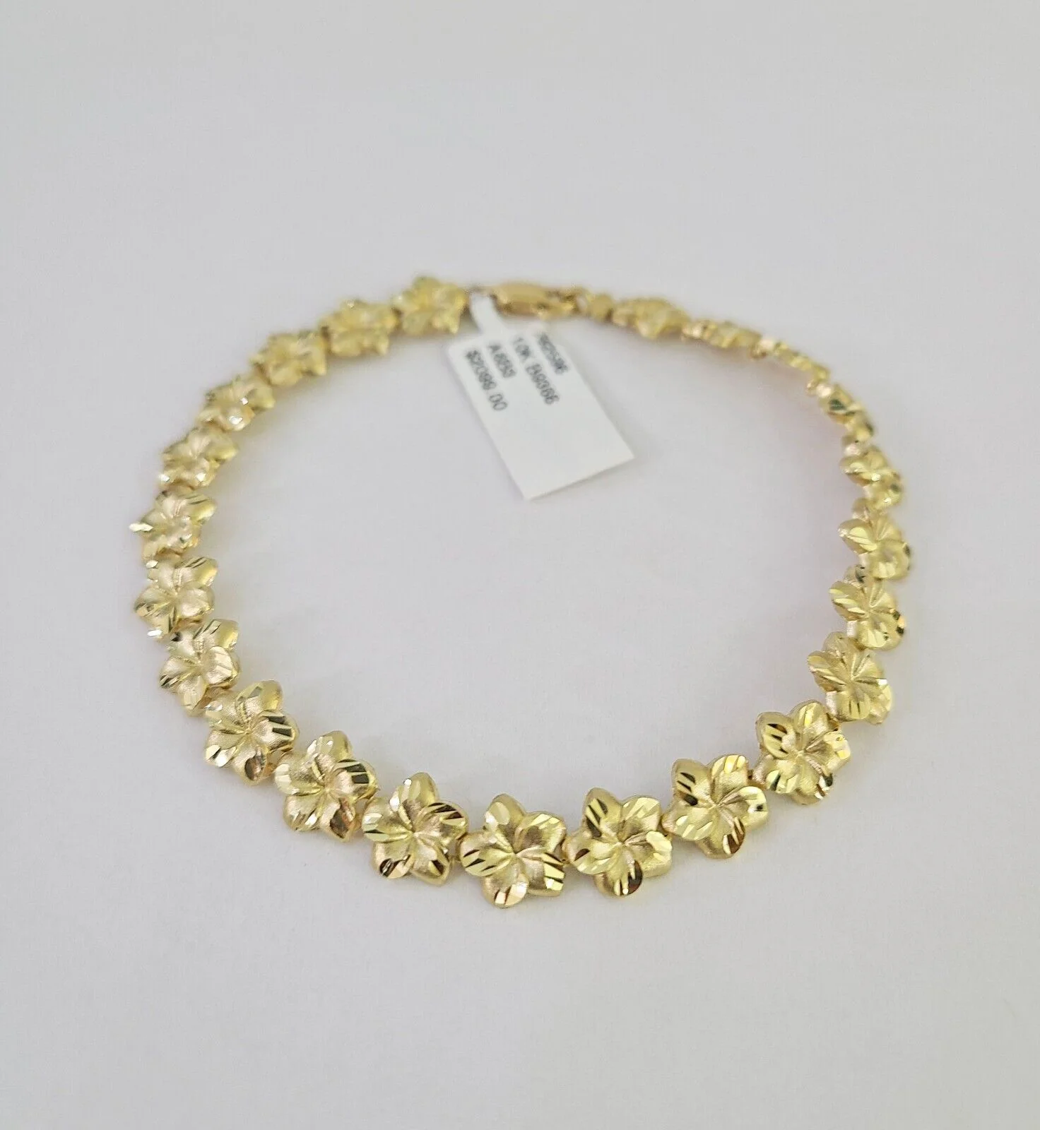 10k Yellow Gold Flower Bracelet 8mm 8" Women Ladies Real Genuine - Image 6