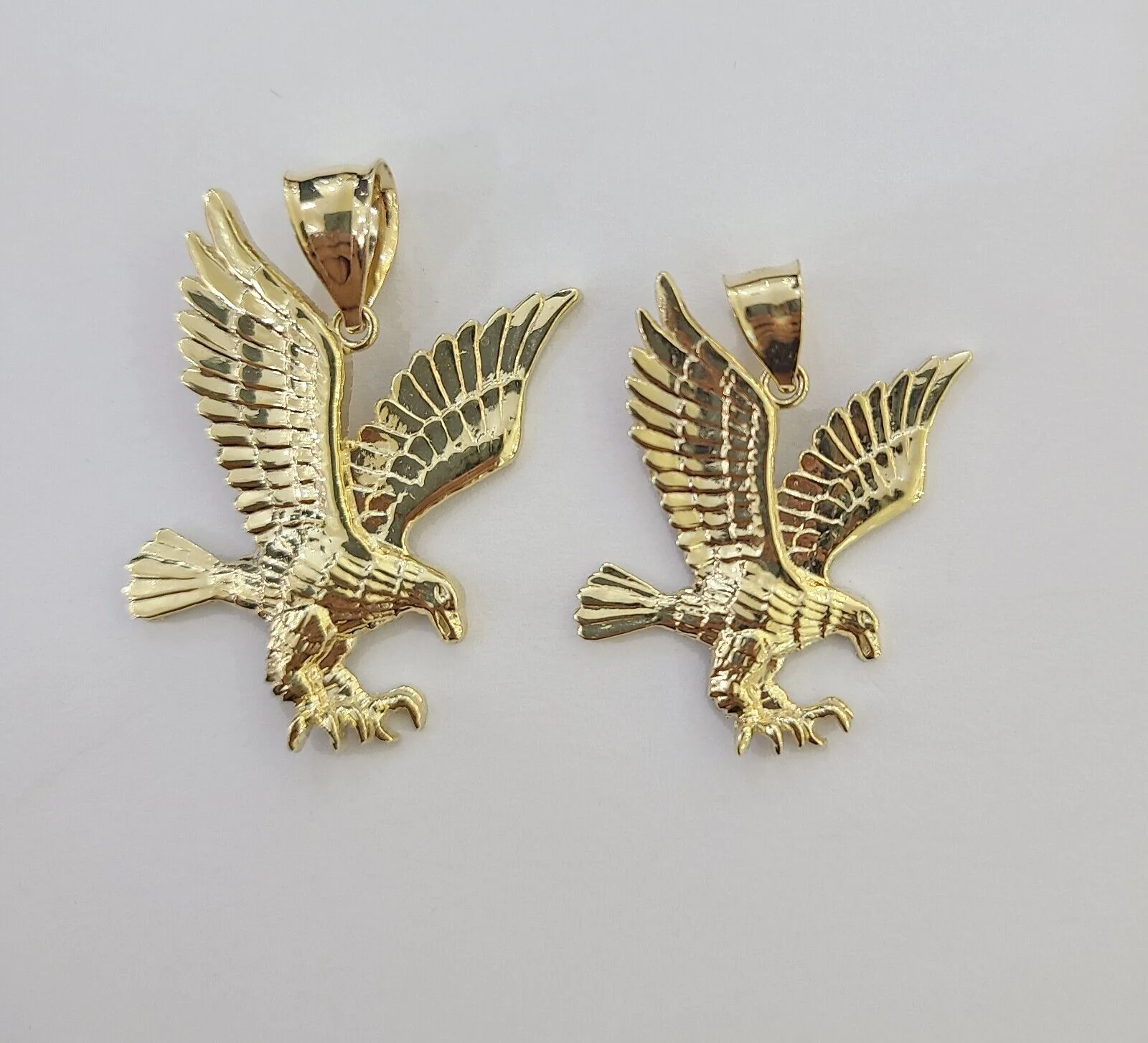 10K Yellow Gold Flying Eagle Charm 1 - 2" Inch Bird Pendent Real 10kt - Image 4