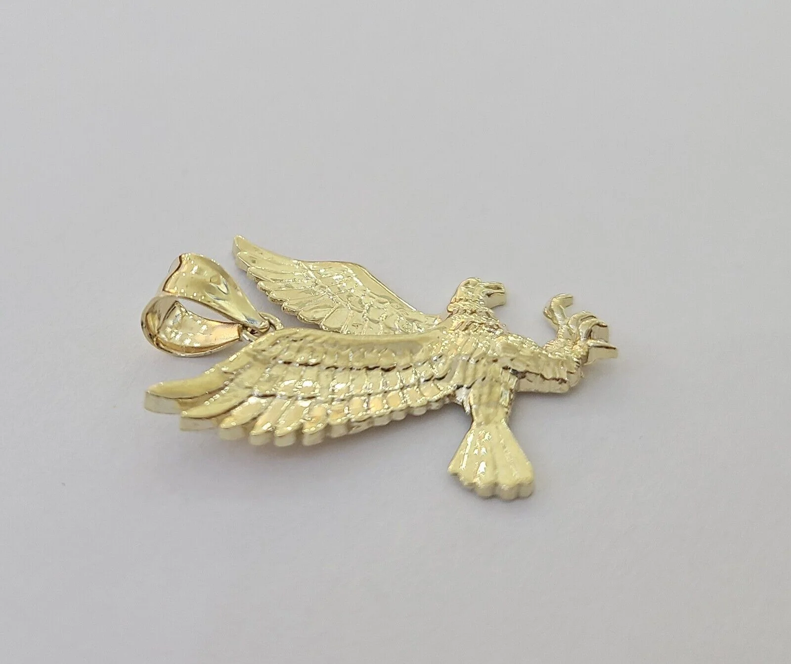 10k Yellow Gold Flying Eagle Charm Pendant For Men Women 1" Inch Bird 10kt Real - Image 3
